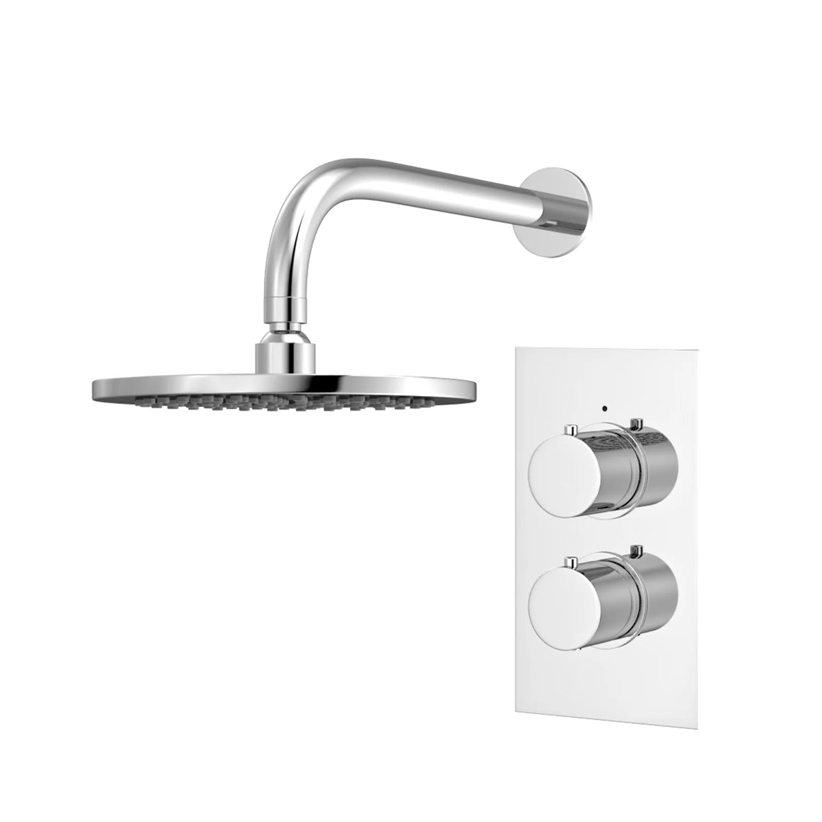 2 Dial 1 Way Round Concealed Thermostatic Shower Valve & Head