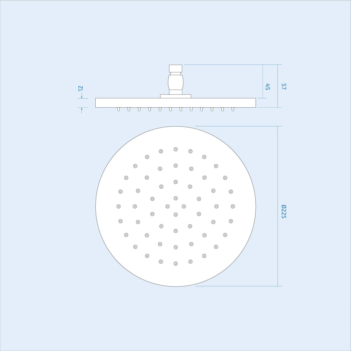 2 Dial 1 Way Round Concealed Thermostatic Shower Valve & Head