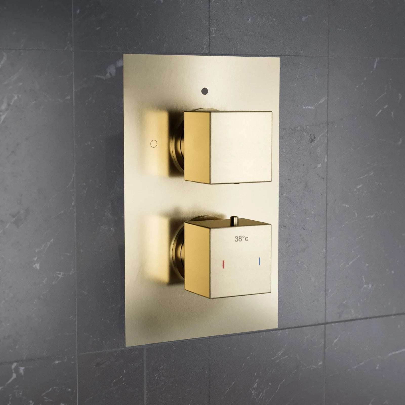 2 Dial 2 Outlet Concealed Square Thermostatic Shower Valve - Brushed Brass