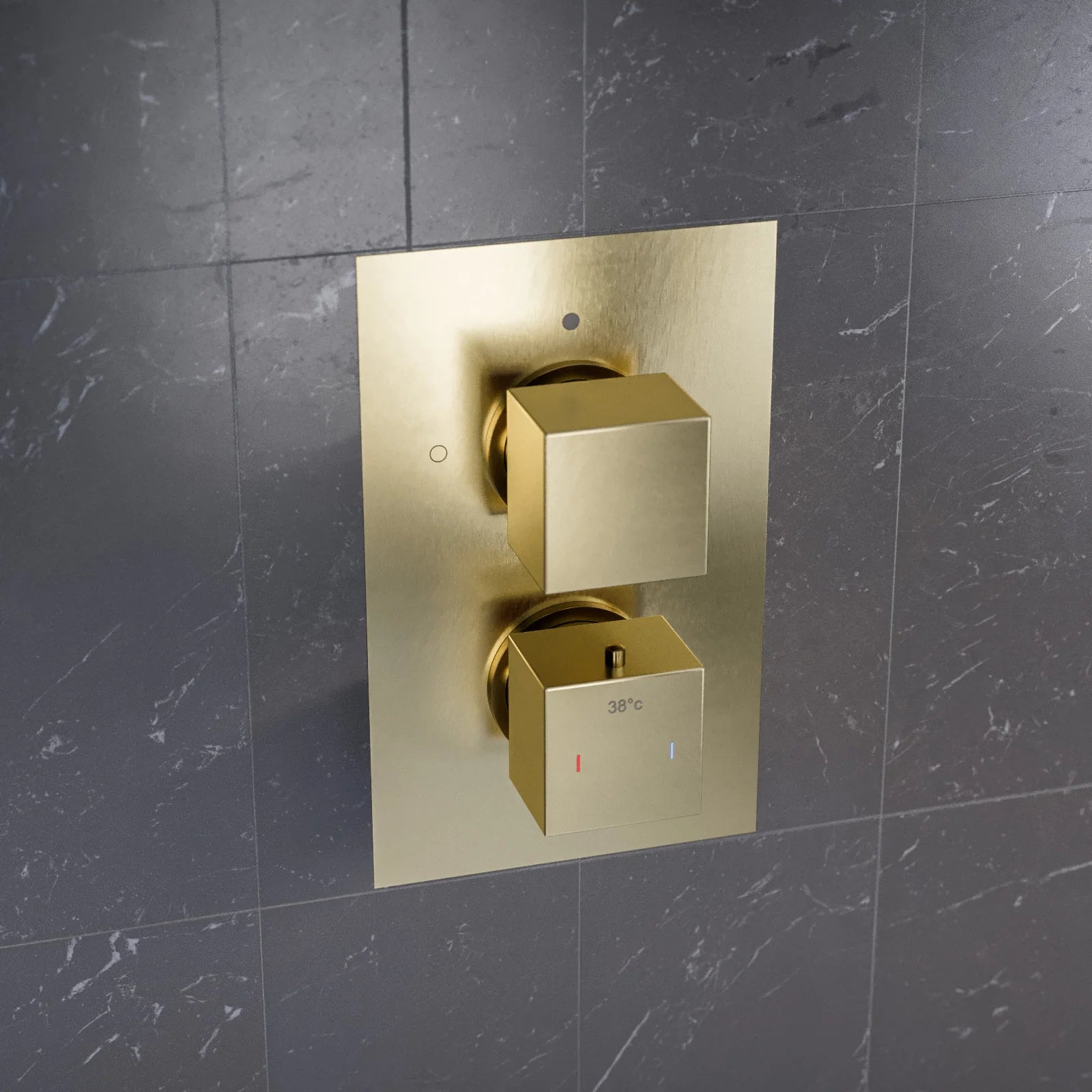 2 Dial 2 Outlet Concealed Square Thermostatic Shower Valve - Brushed Brass