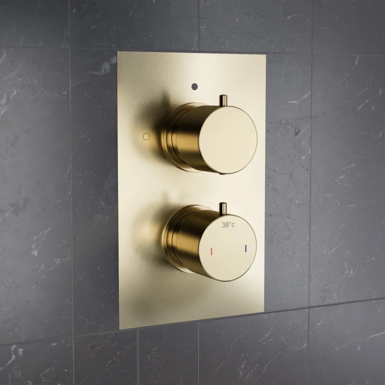 2 Dial 2 Outlet Concealed Thermostatic Round Shower Valve - Brushed Brass