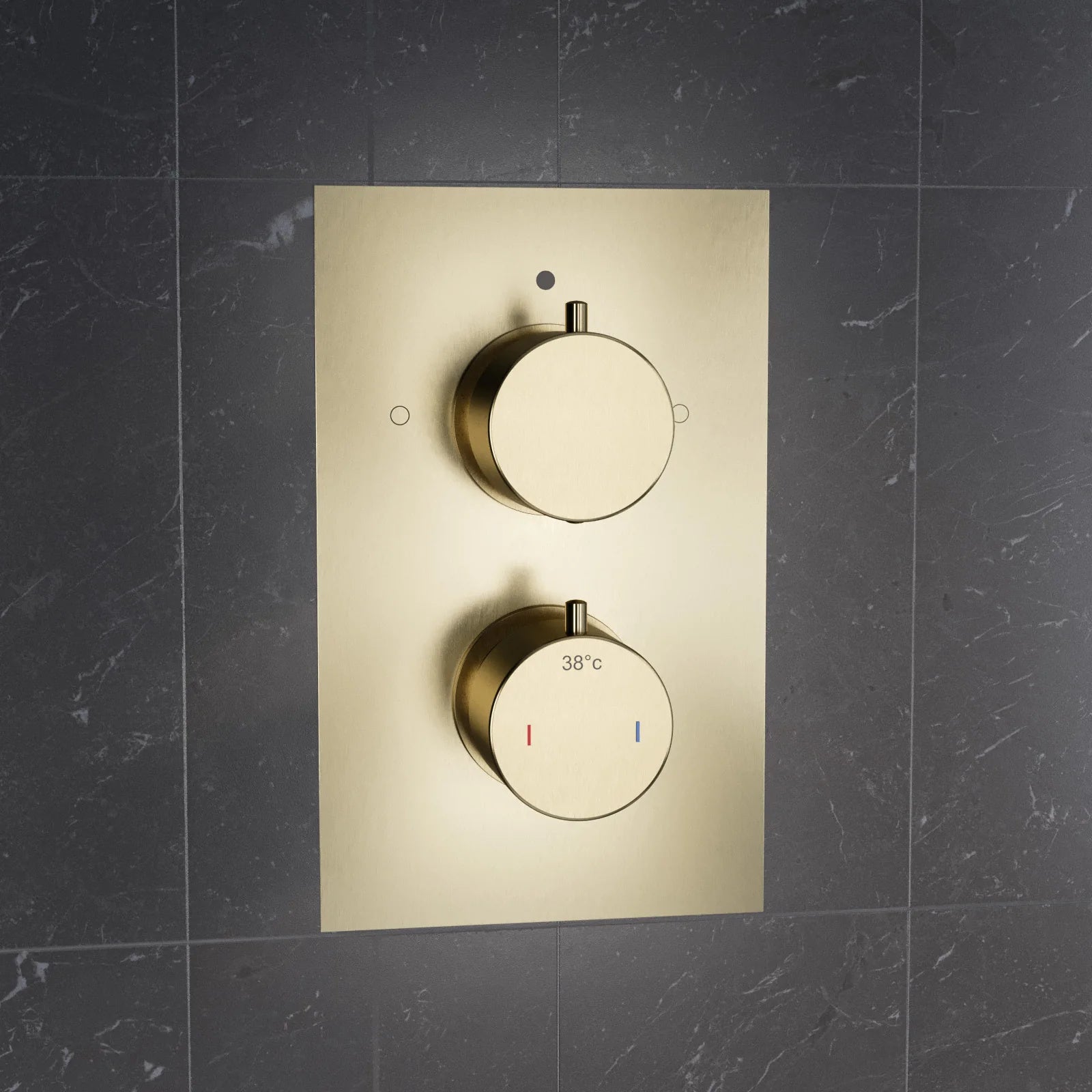 2 Dial 2 Outlet Concealed Thermostatic Round Shower Valve - Brushed Brass