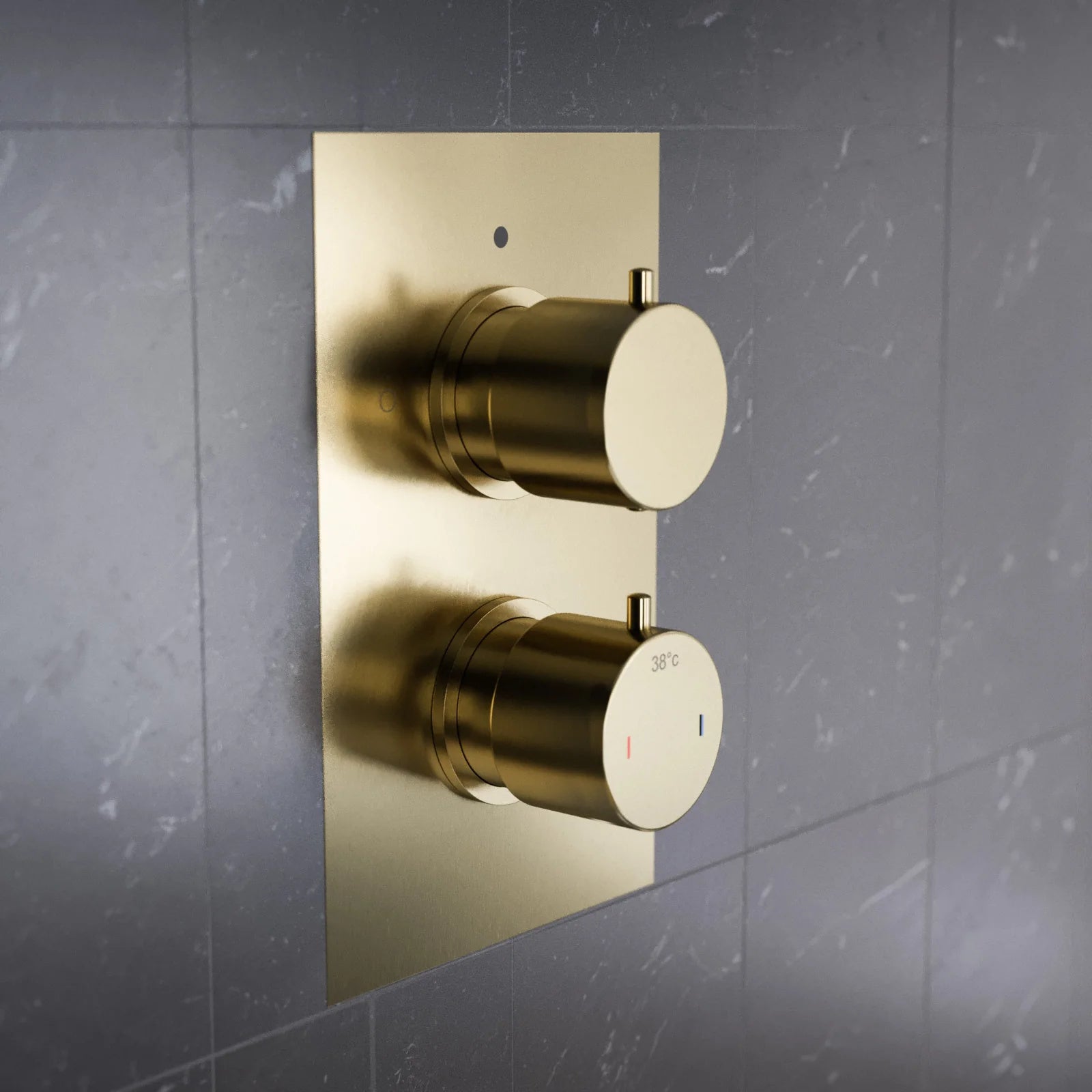 2 Dial 2 Outlet Concealed Thermostatic Round Shower Valve - Brushed Brass