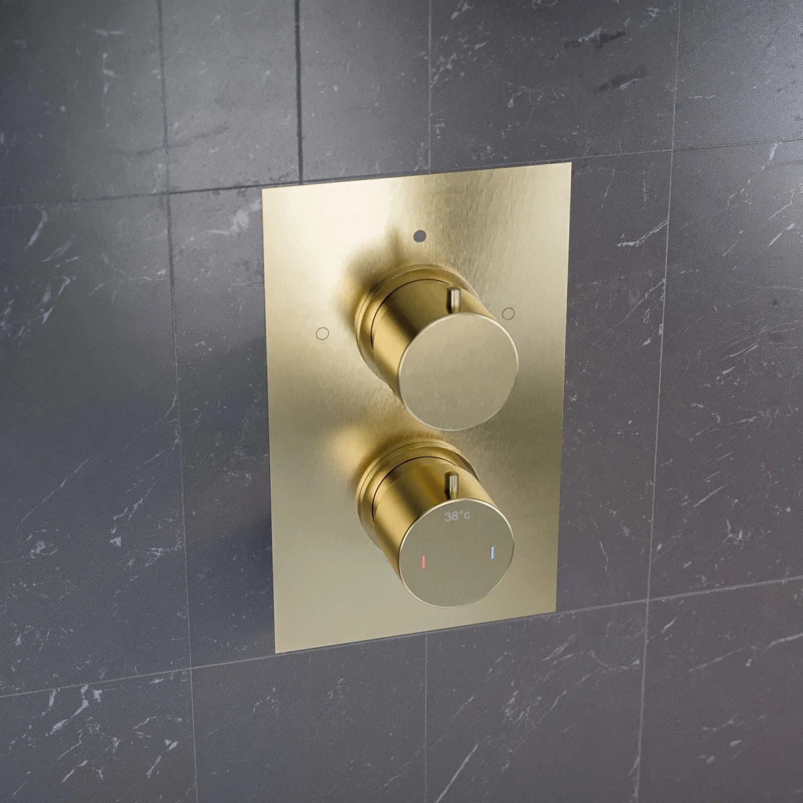 2 Dial 2 Outlet Concealed Thermostatic Round Shower Valve - Brushed Brass