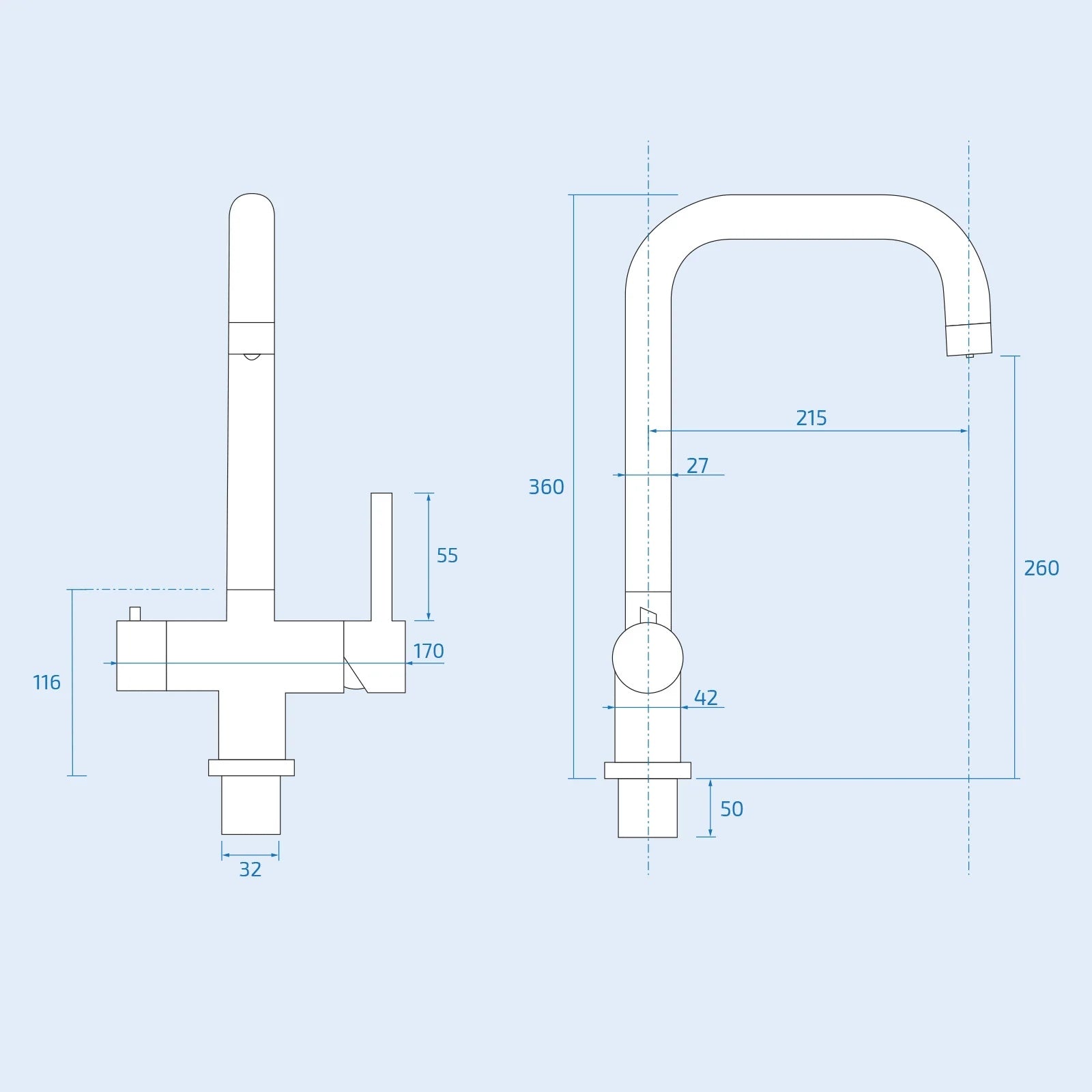 3 in 1 Single Lever Boiler Chrome Kitchen Mixer Complete Tap Set