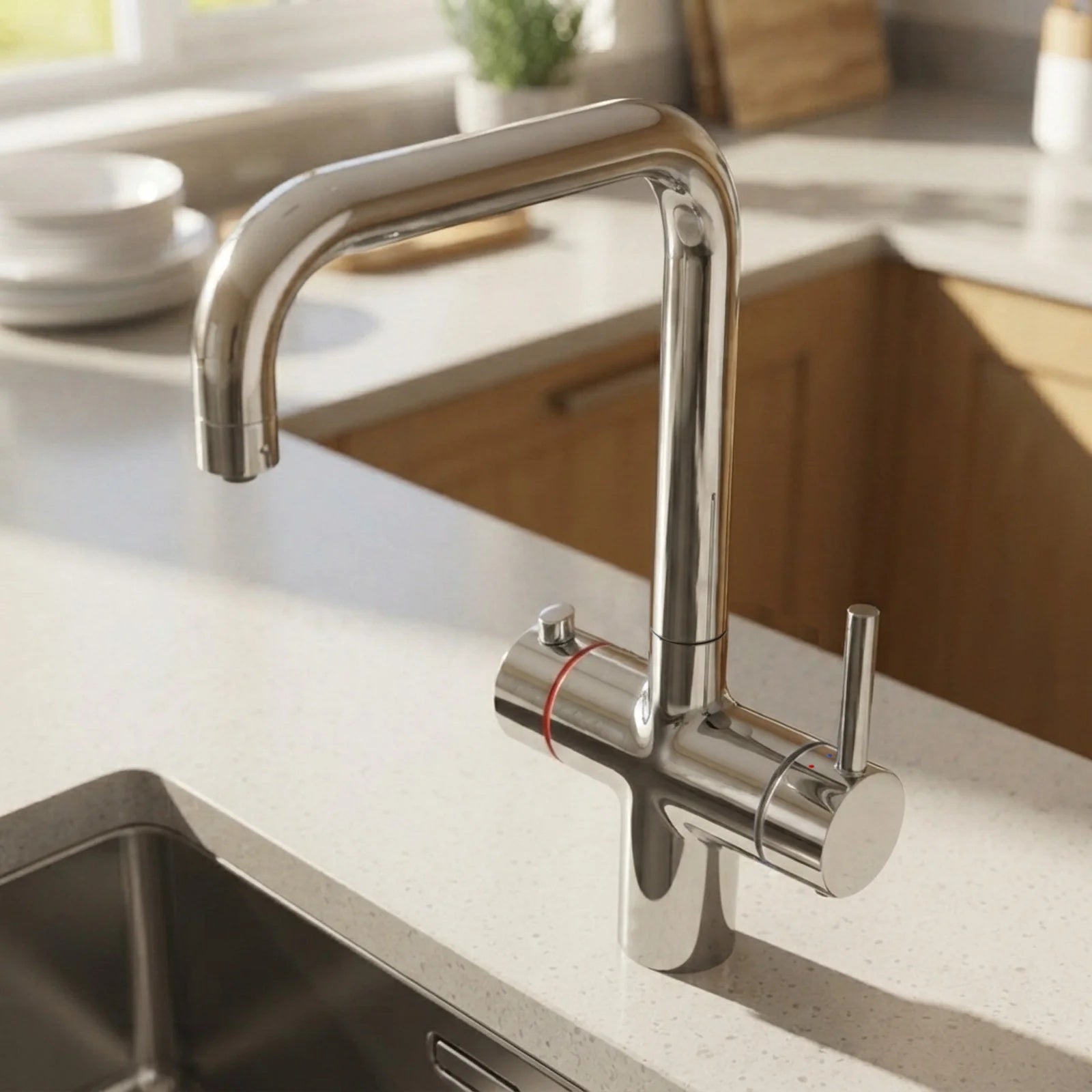 3 in 1 Single Lever Boiler Kitchen Mixer Tap Set - Chrome