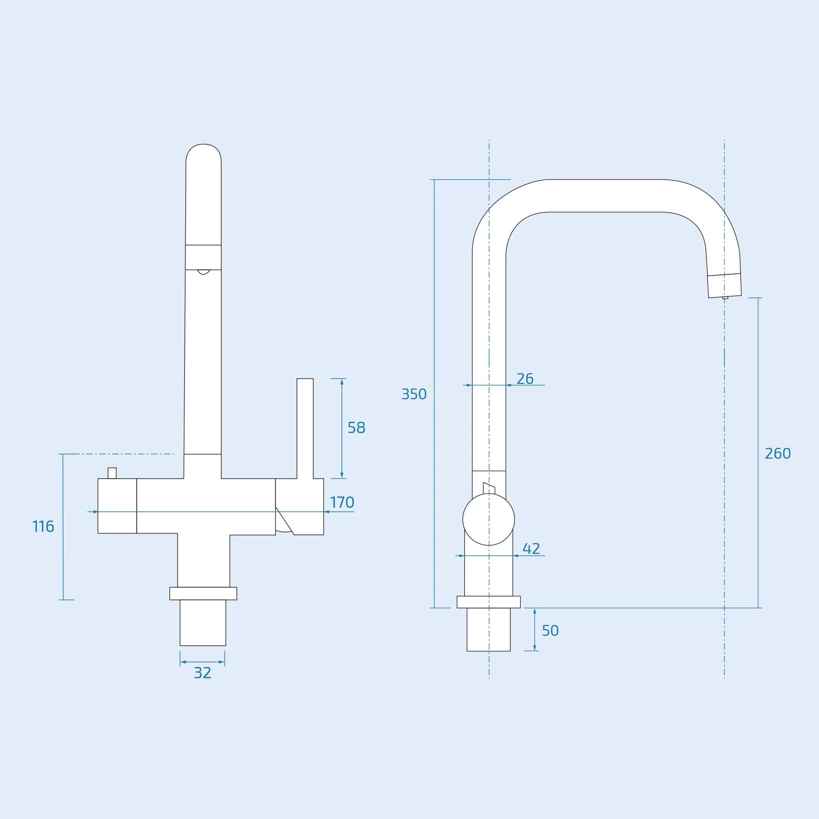3 in 1 Single Lever Boiler Kitchen Mixer Tap Set - Chrome