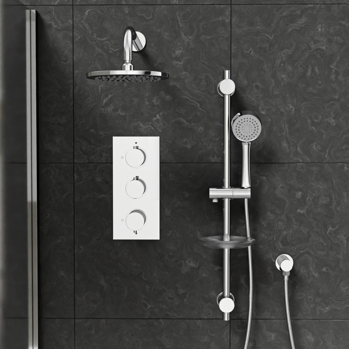3 Dial 3 Outlet Concealed Thermostatic Shower Set With Handheld & Bath Filler