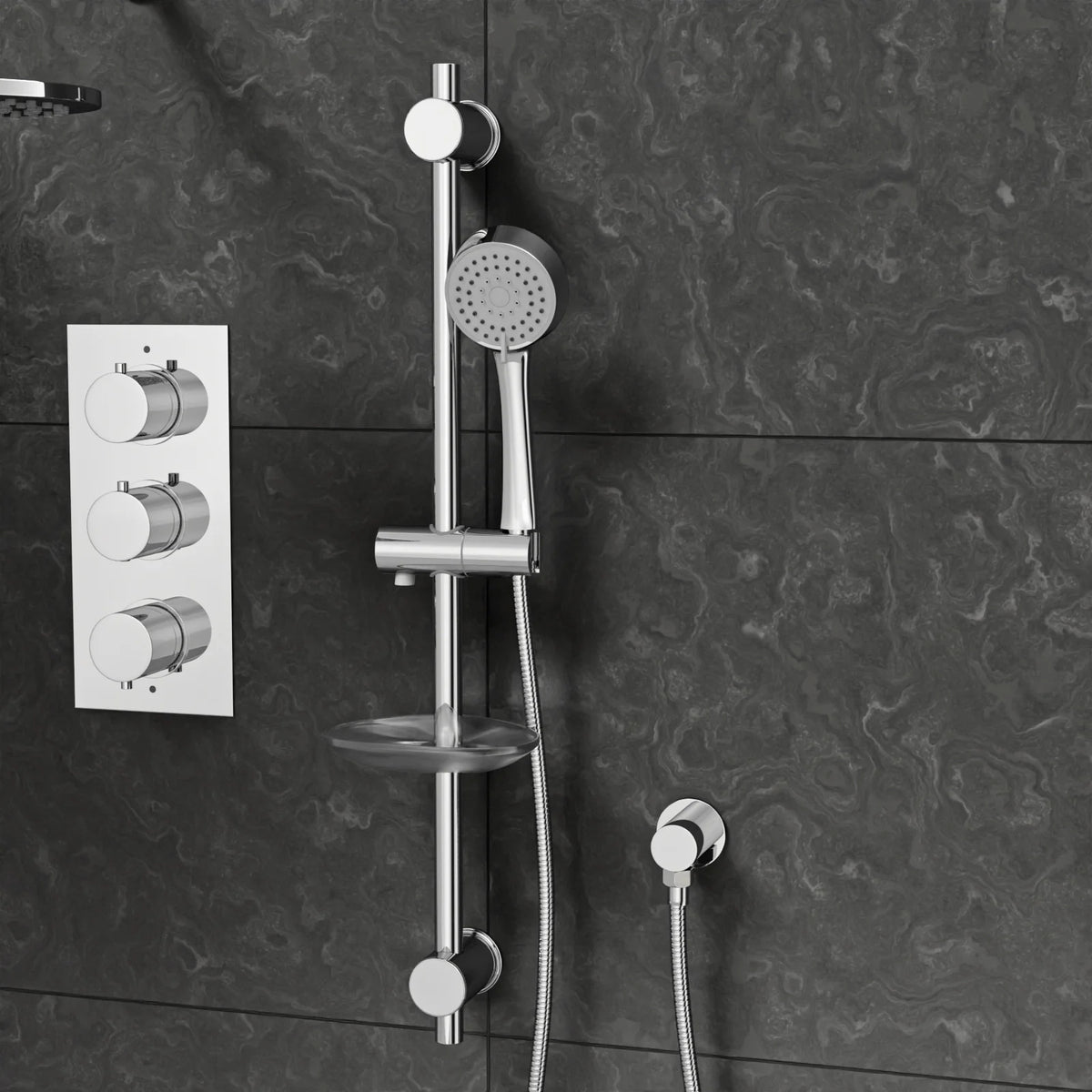 3 Dial 3 Outlet Concealed Thermostatic Shower Set With Handheld & Bath Filler