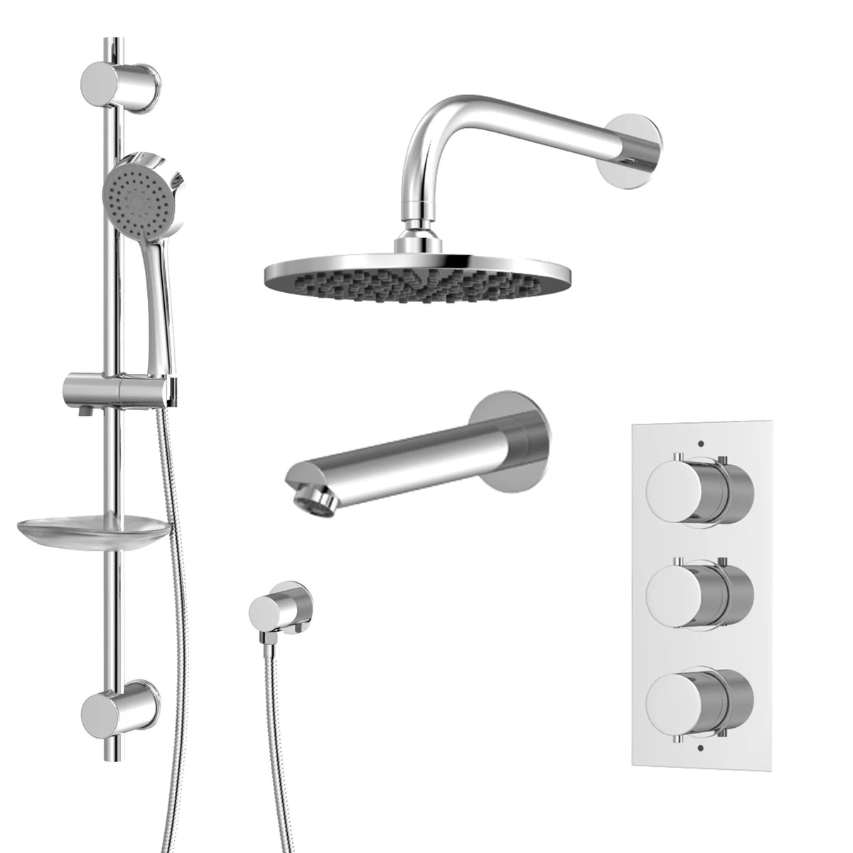3 Dial 3 Outlet Concealed Thermostatic Shower Set With Handheld & Bath Filler
