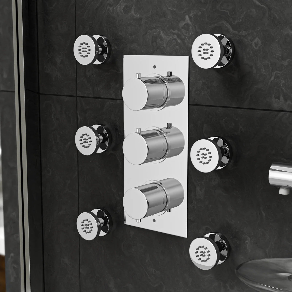 3 Dial 3 Outlet Concealed Thermostatic Shower Set With Massage System