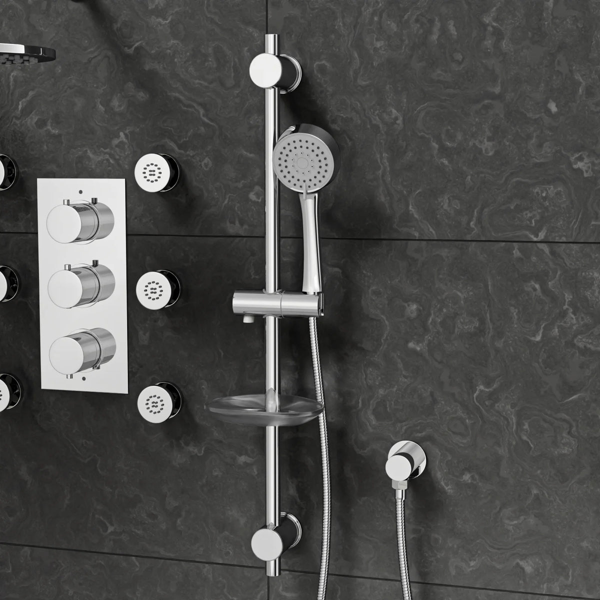3 Dial 3 Outlet Concealed Thermostatic Shower Set With Massage System