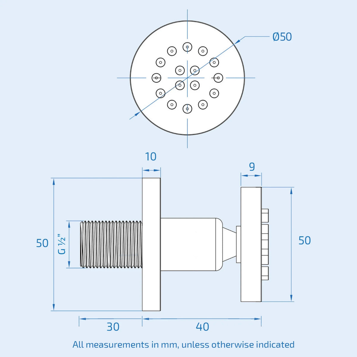 3 Dial 3 Outlet Concealed Thermostatic Shower With Thin Head & Massage Kit
