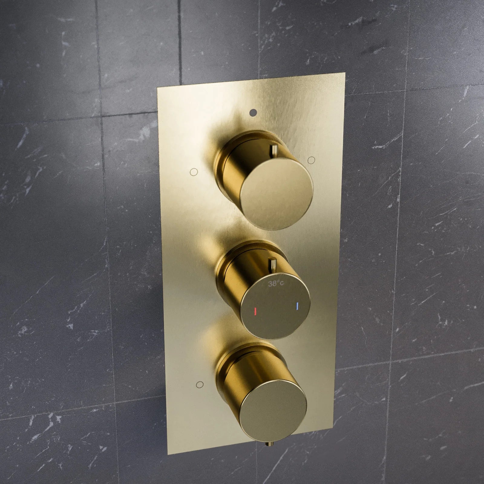 3 Dial 3 Way Concealed Thermostatic Round Shower Mixer Valve - Brushed Brass