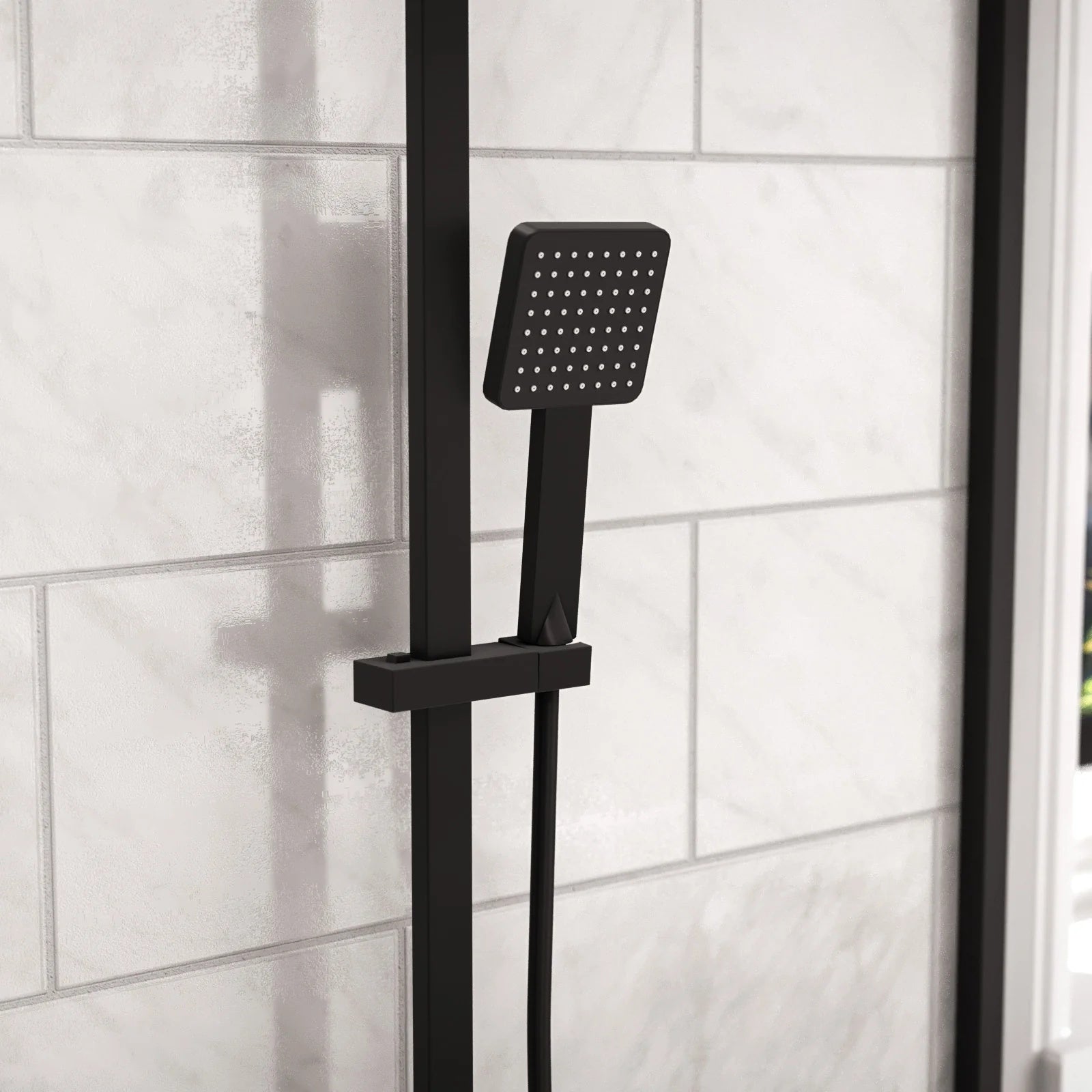 3 Way Exposed Thermostatic Shower Mixer Twin Head Valve - Matte Black