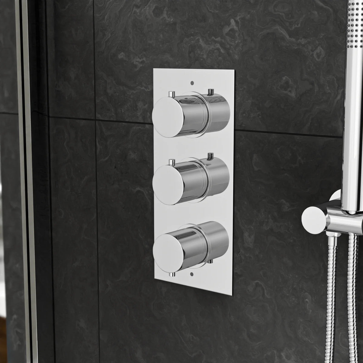 3 Way Slim Head Concealed Thermostatic Shower With Bath Filler & Waste