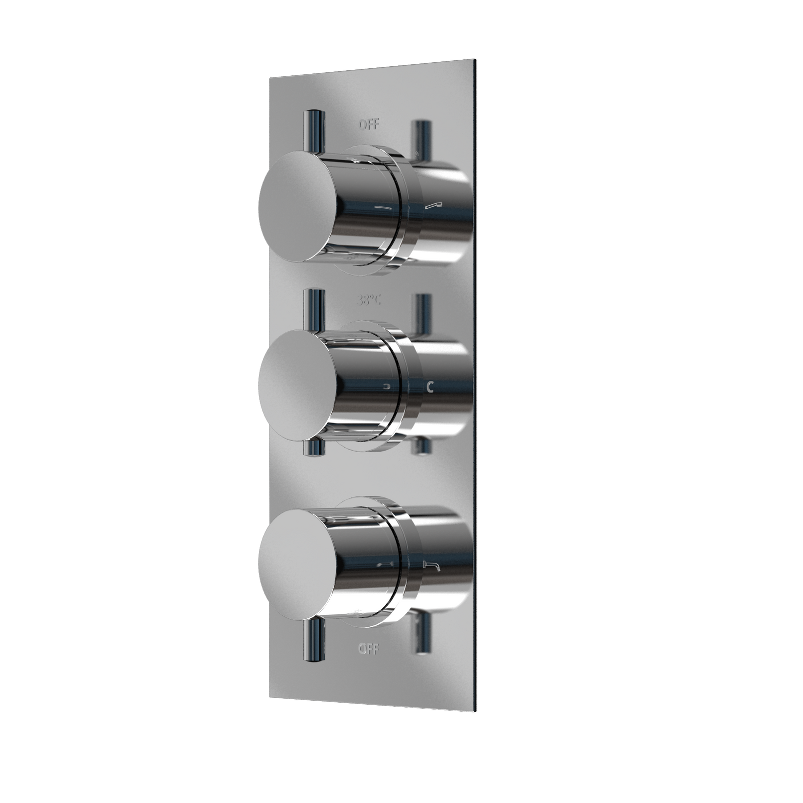 3 Dial 2 Outlet Concealed Thermostatic Shower - Round- Refined Valve
