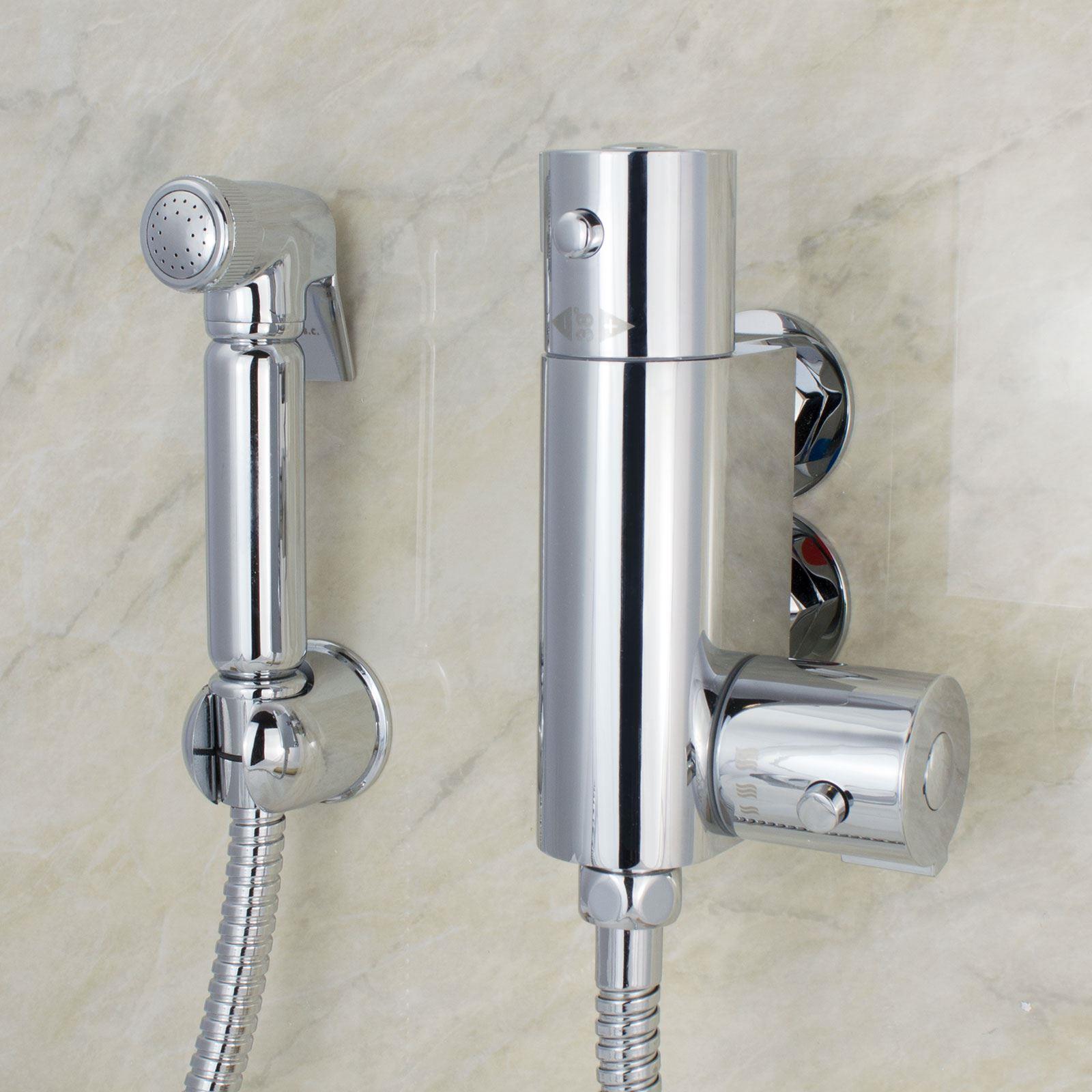 Contemporary Chrome Thermostatic Bar Valve Bidet Douche & Spray Kit