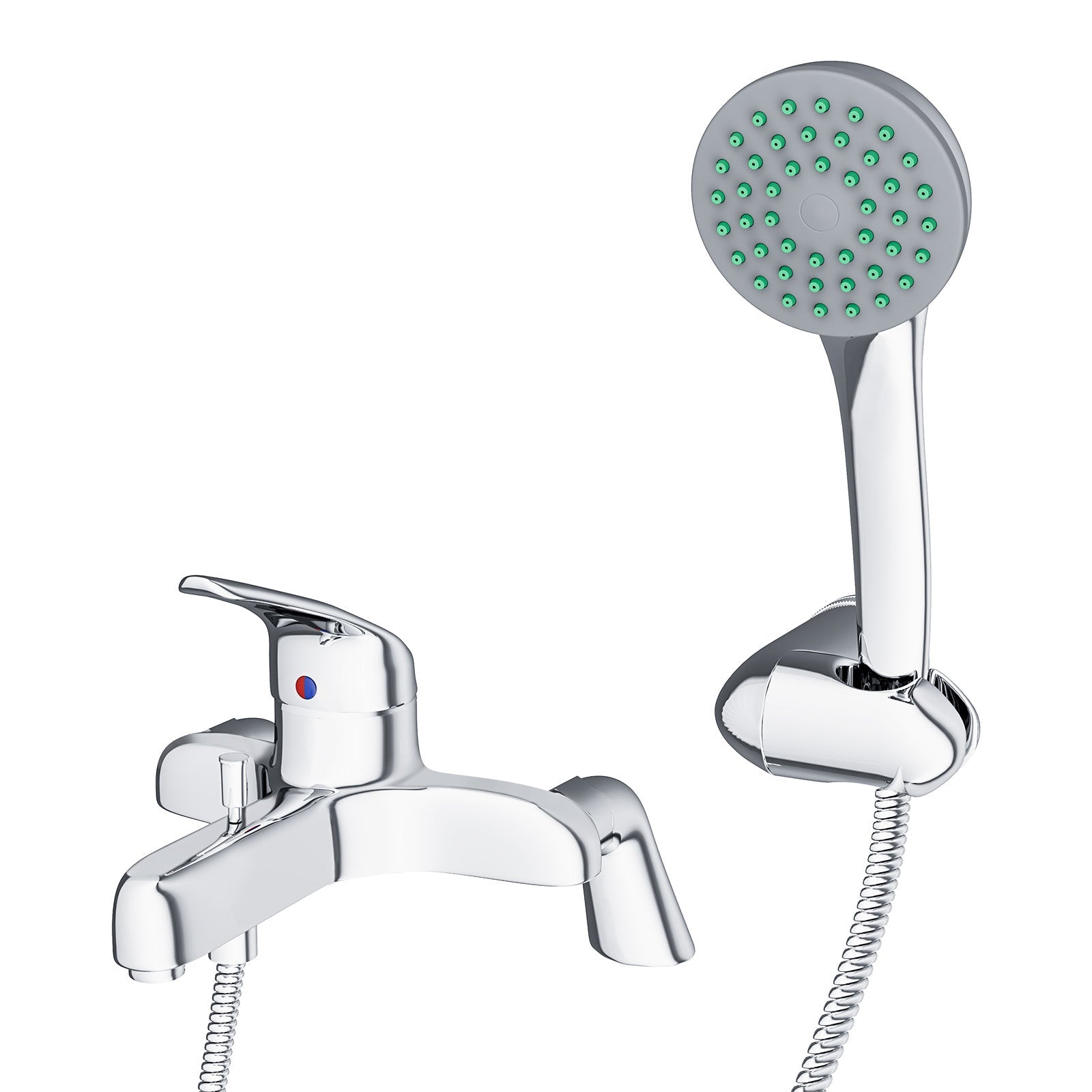 Dame Bathroom Basin Mono Mixer Tap, Bath Shower Mixer Tap & Waste Chrome