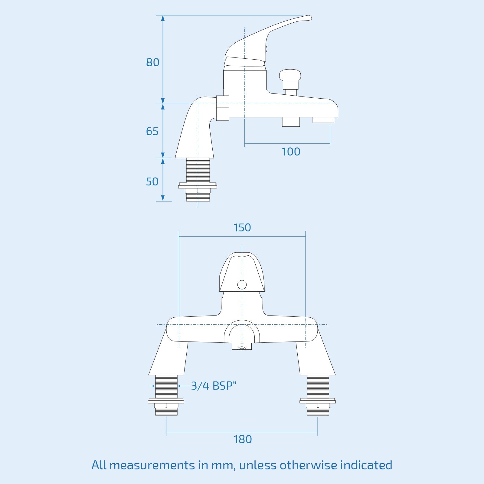 Studio Contemporary Chrome Set Of Basin Mono Mixer Tap & Bath Shower Mixer Tap