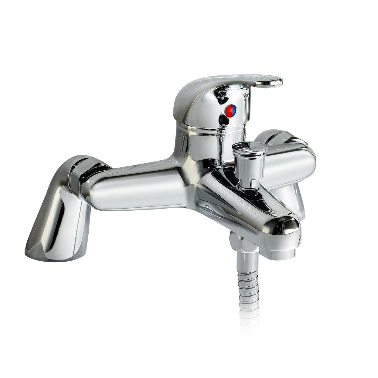 Brass Chrome Deck Mounted Bath Shower Mixer Tap Lever Handle Modern