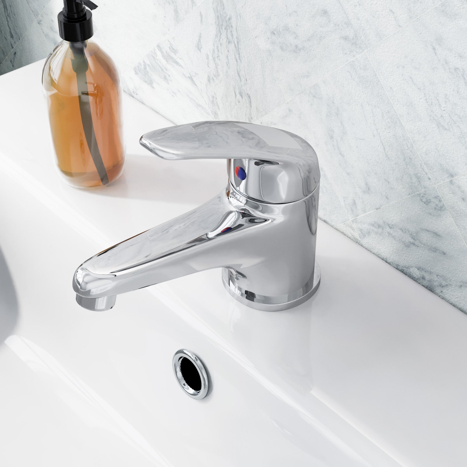 Studio Contemporary Chrome Set Of Basin Mono Mixer Tap & Bath Shower Mixer Tap
