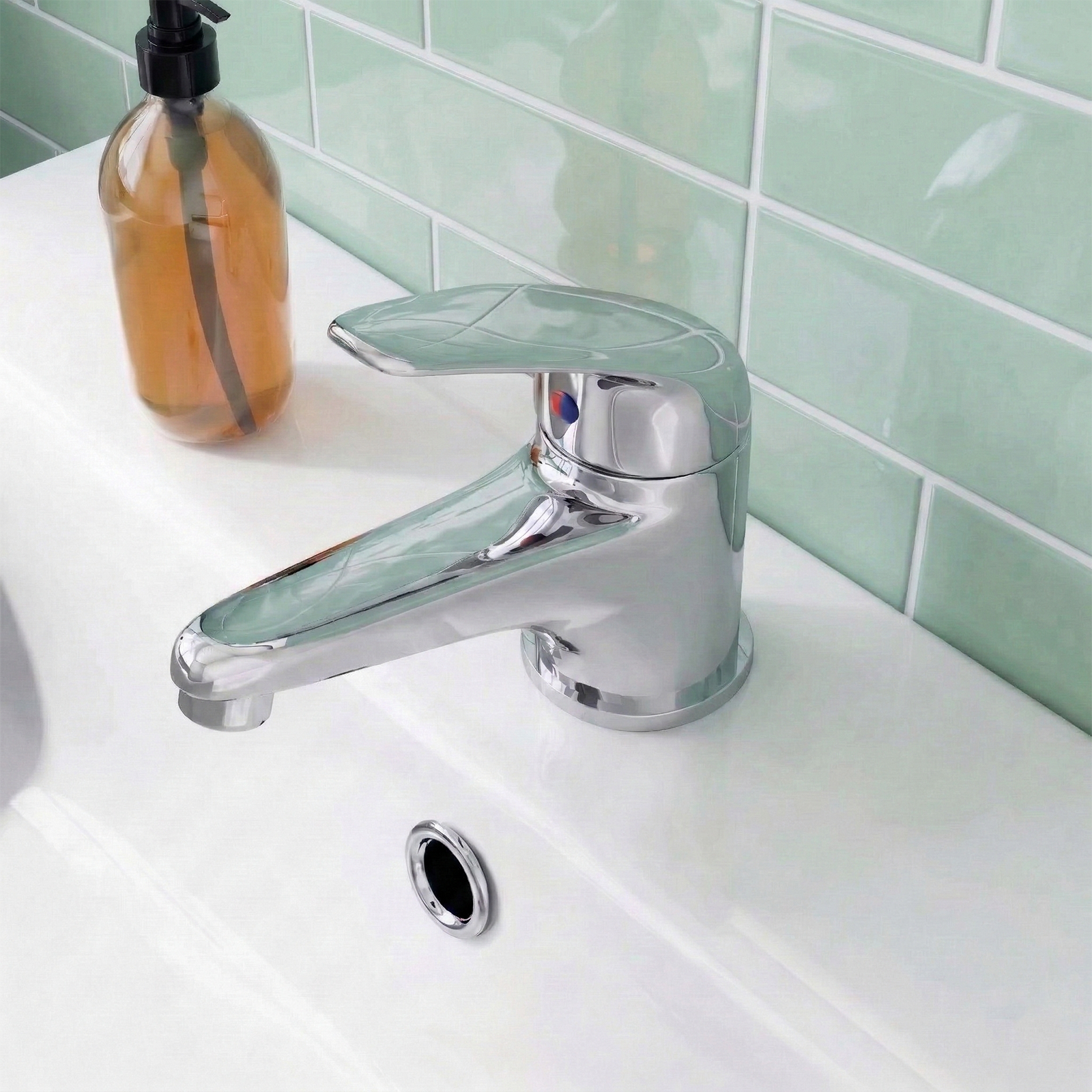 Dame Bathroom Basin Mono Mixer Tap, Bath Shower Mixer Tap & Waste Chrome