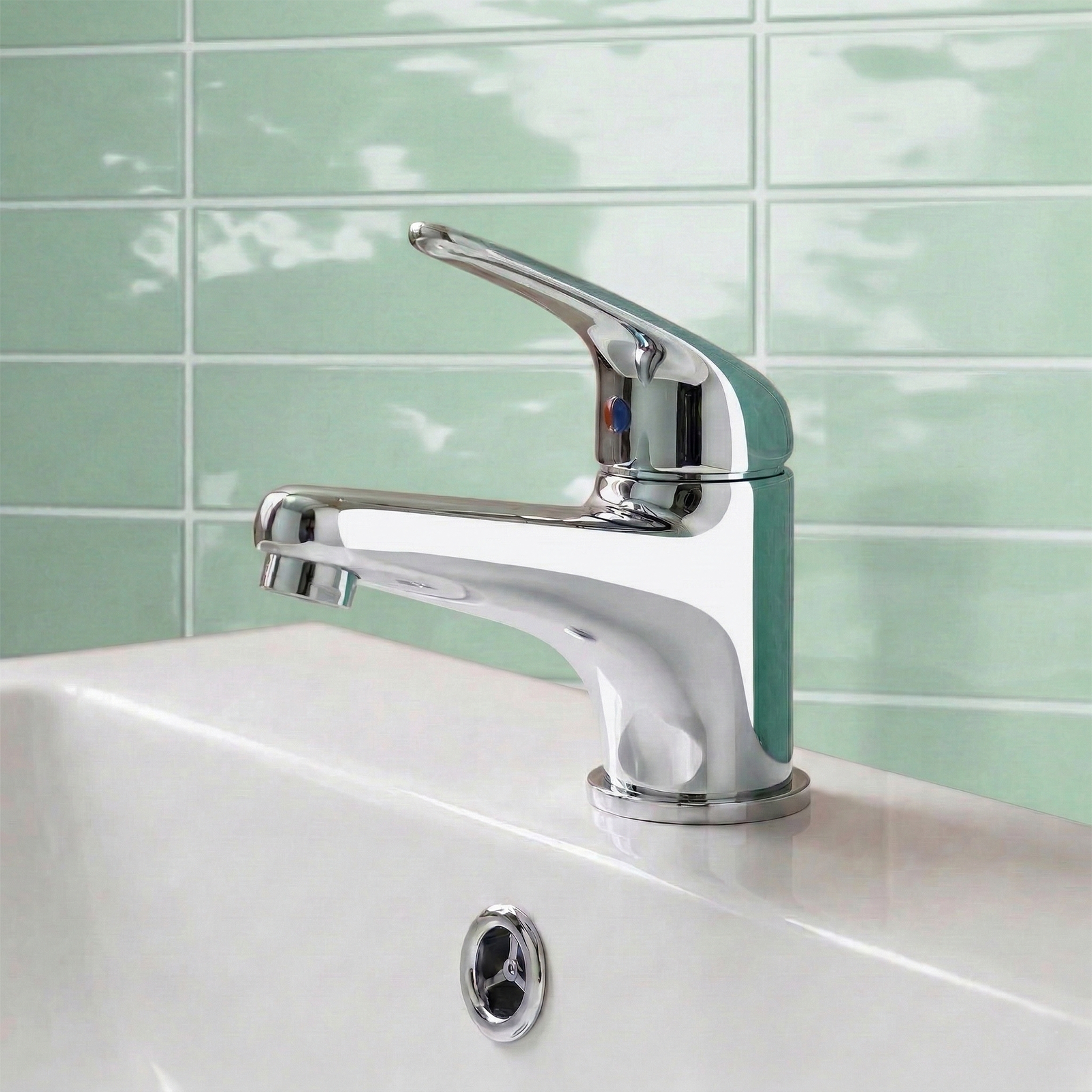 Dame Bathroom Basin Mono Mixer Tap, Bath Shower Mixer Tap & Waste Chrome
