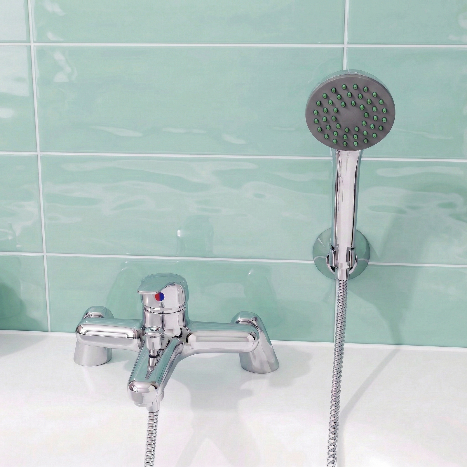 Dame Bathroom Basin Mono Mixer Tap, Bath Shower Mixer Tap & Waste Chrome
