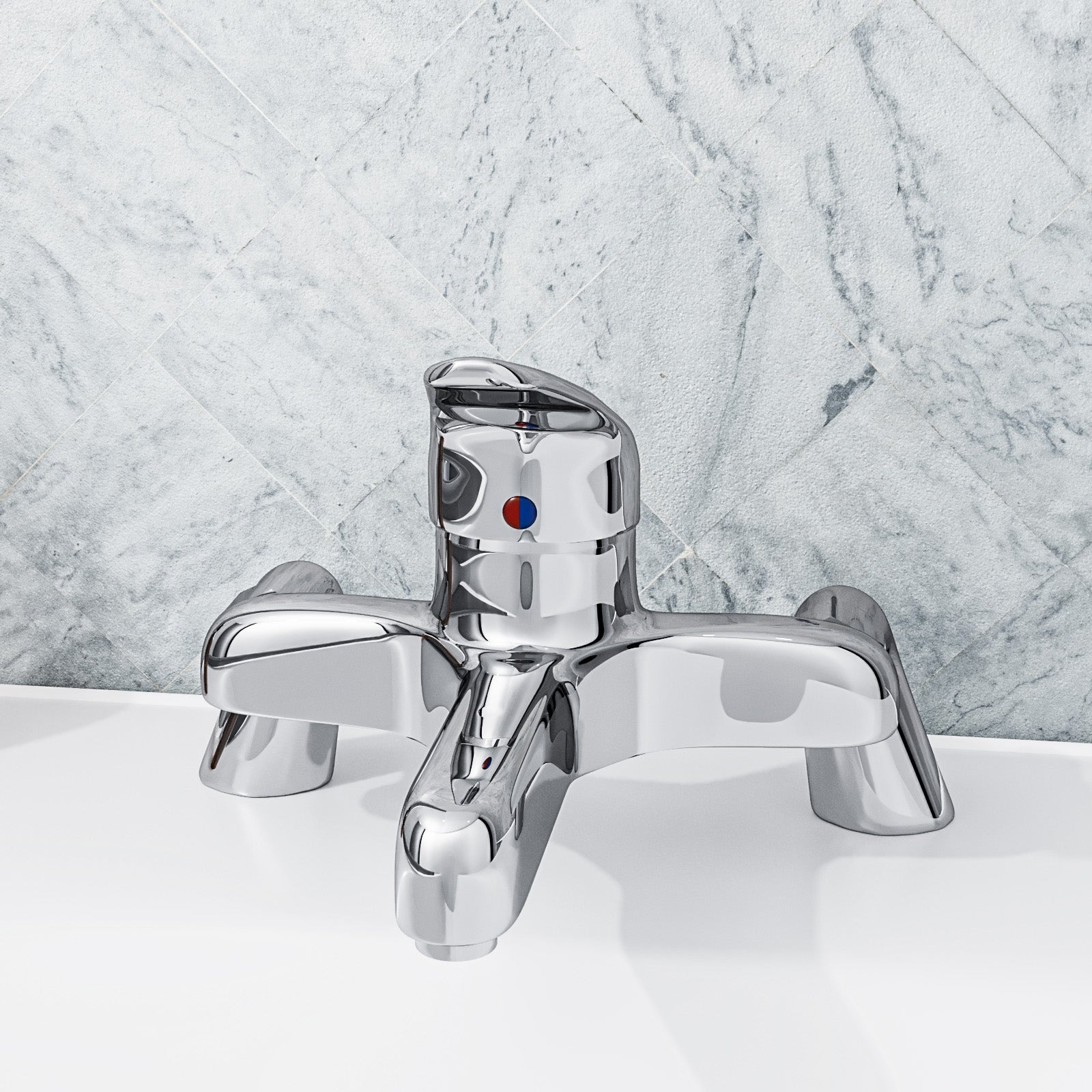 Studio Bathroom Set Of Basin Twin Taps and Deck Mounted Bath Filler Tap