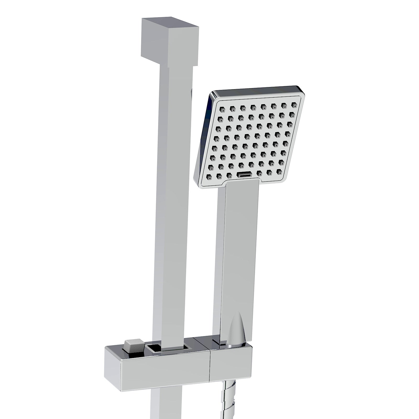 Chrome Square Thermostatic Mixer With Slider Rail & Handset