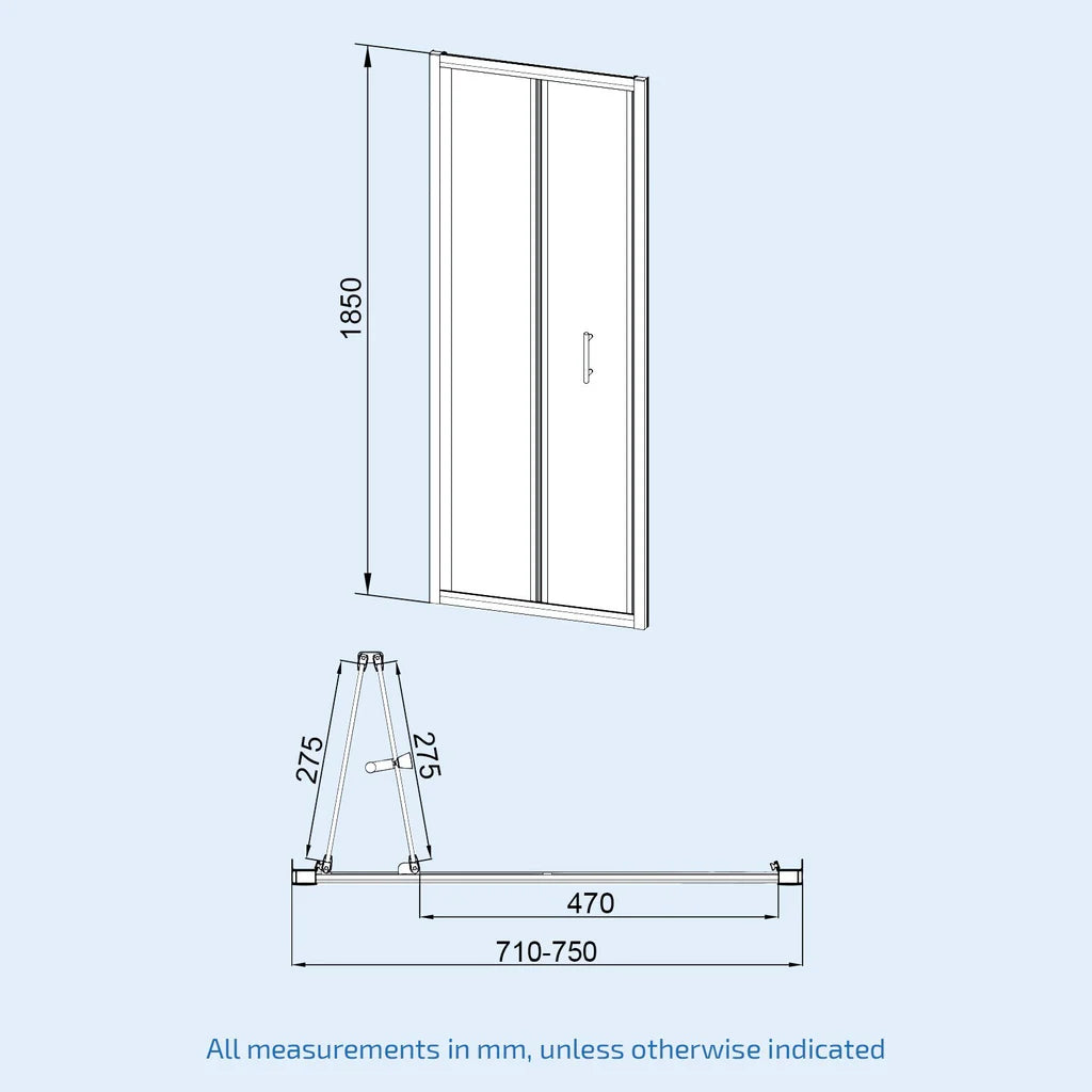 Brushed Brass 760 x 760mm Bi-fold Shower Enclosure + Shower Tray + Waste