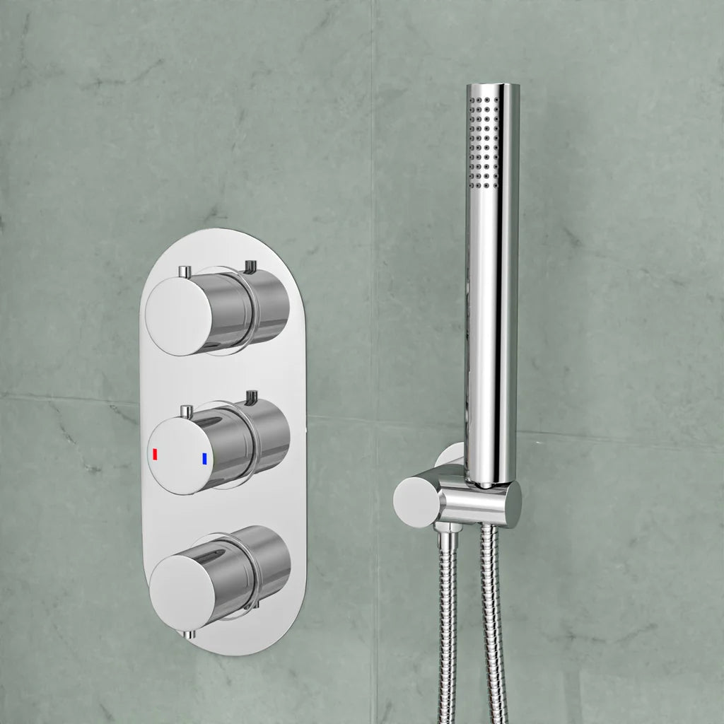 FLORA 3 Way Round Concealed Thermostatic Mixer Valve Hand Shower Bath filler