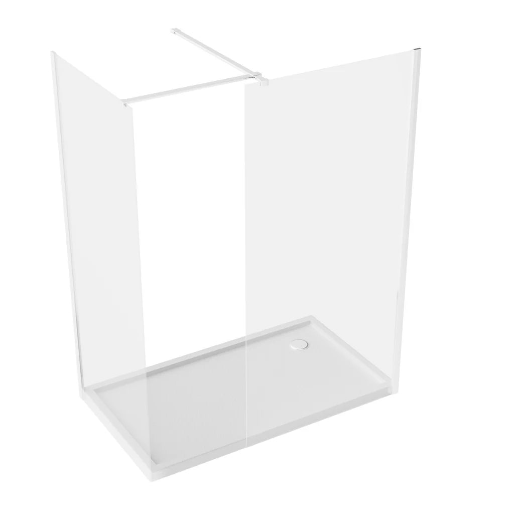 Chrome 900 x 800mm Wet Room Screen 8mm Tempered Glass with Tray