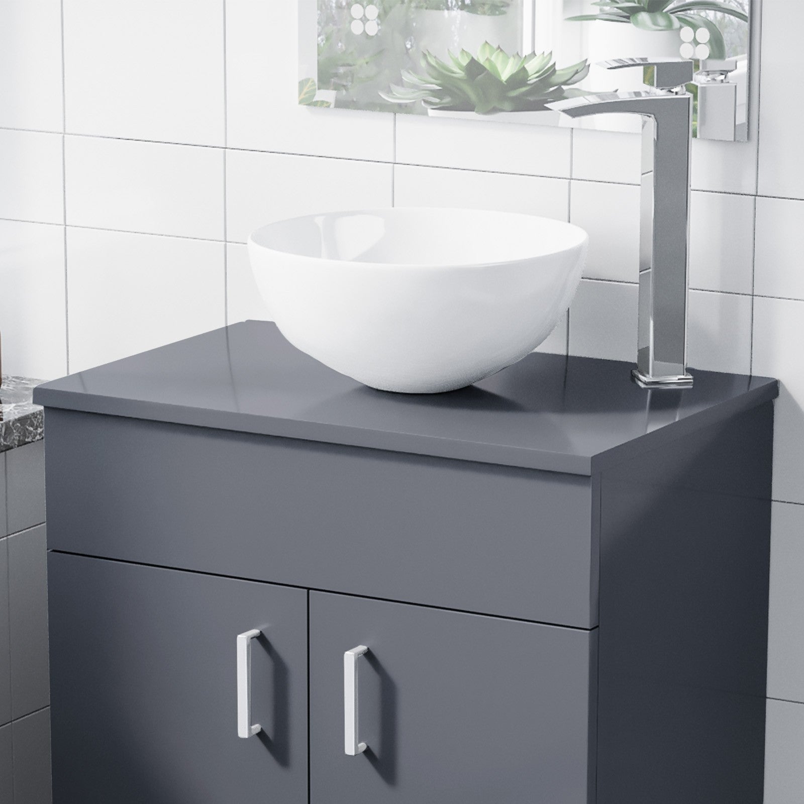 600mm Gloss Grey MDF Bathroom Worktop For Vanity Cabinet