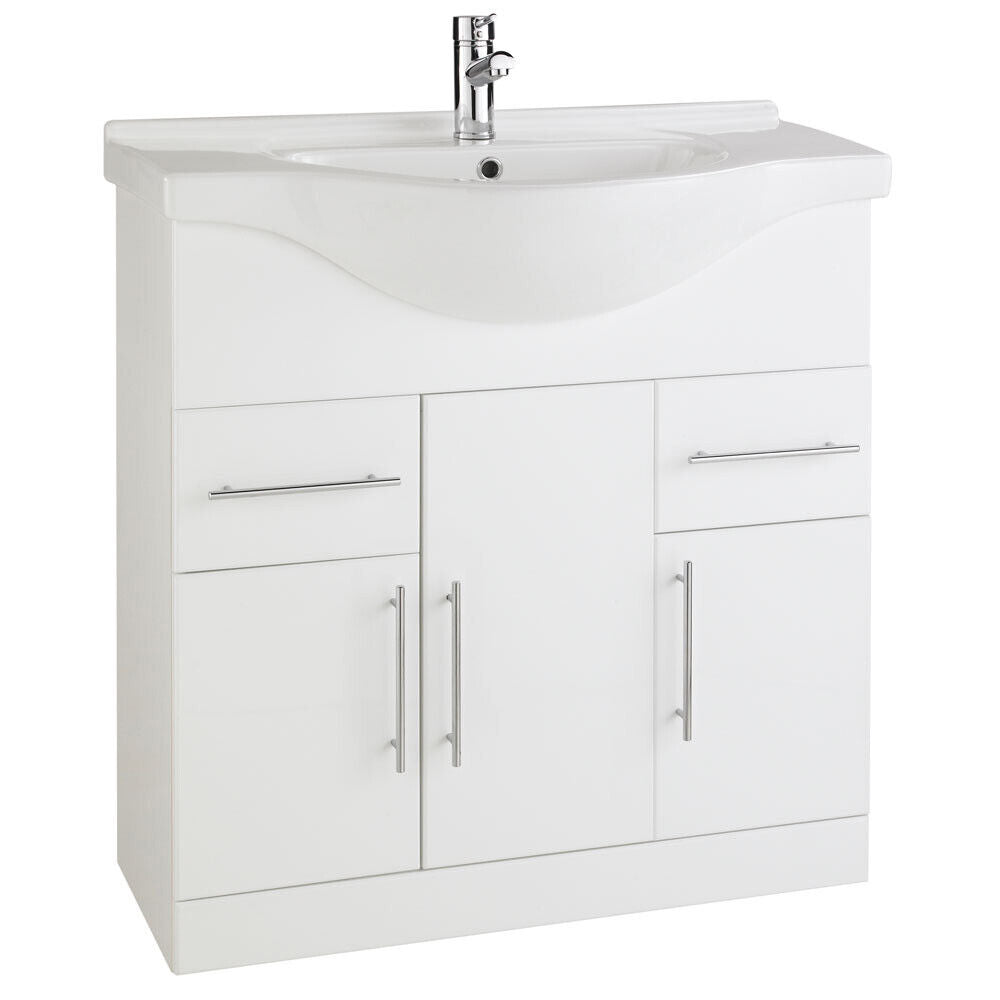 Modern White Bath Suite with Basin Vanity + Close Coupled Toilet