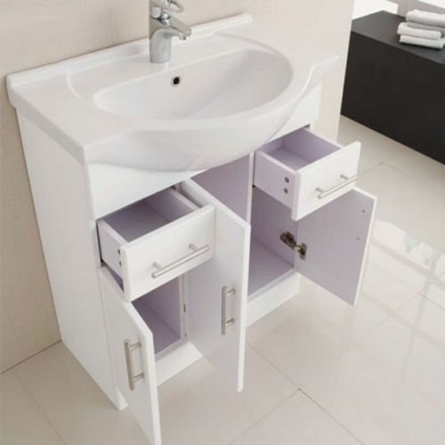 Modern White Bath Suite with Basin Vanity + Close Coupled Toilet