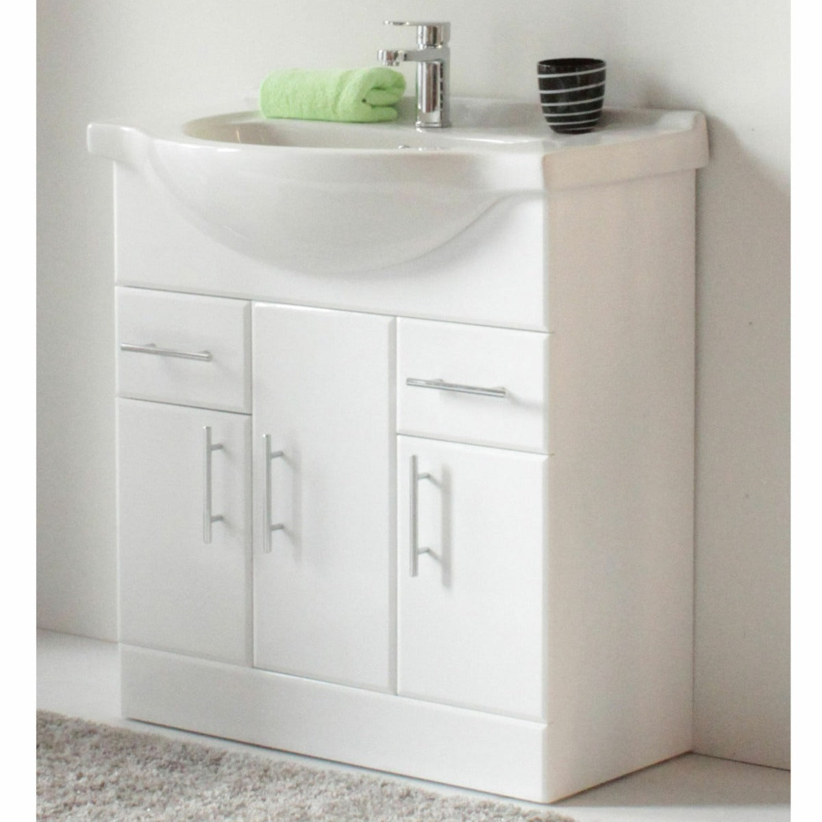 Modern White Bath Suite with Basin Vanity + Close Coupled Toilet