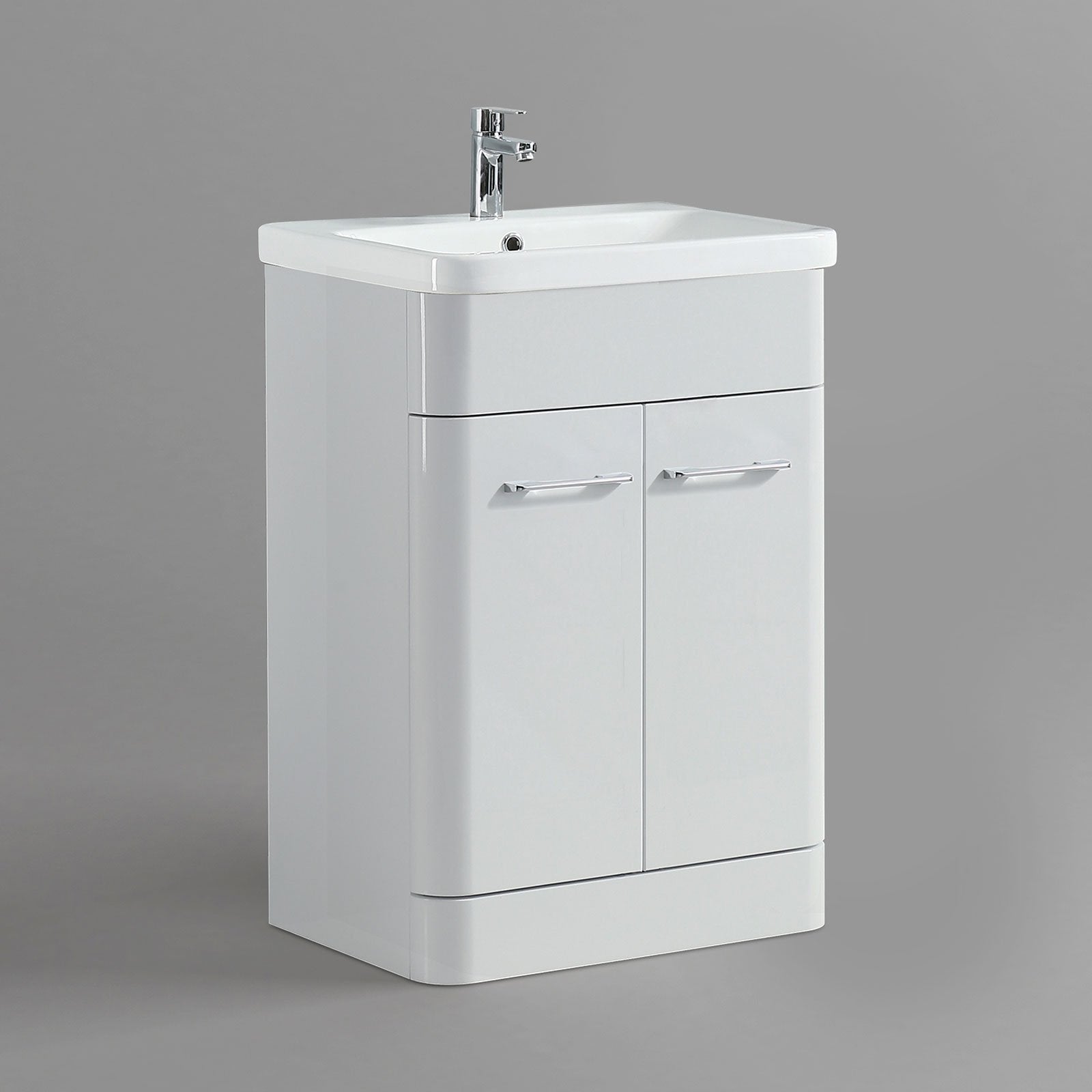 Afern Modern White 600mm Freestanding Vanity Sink Unit Ceramic Basin