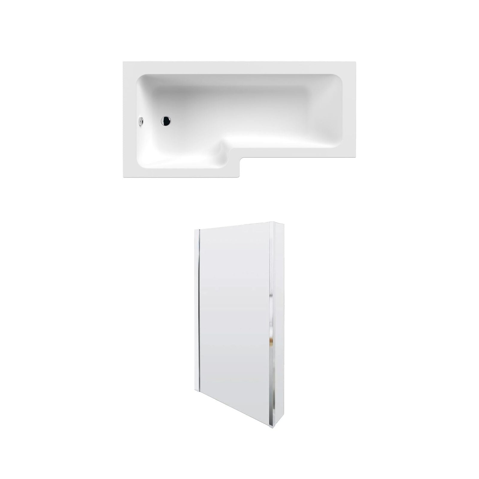 L-Shaped Left Hand Shower Bath & Optional Panels and Shower Screen