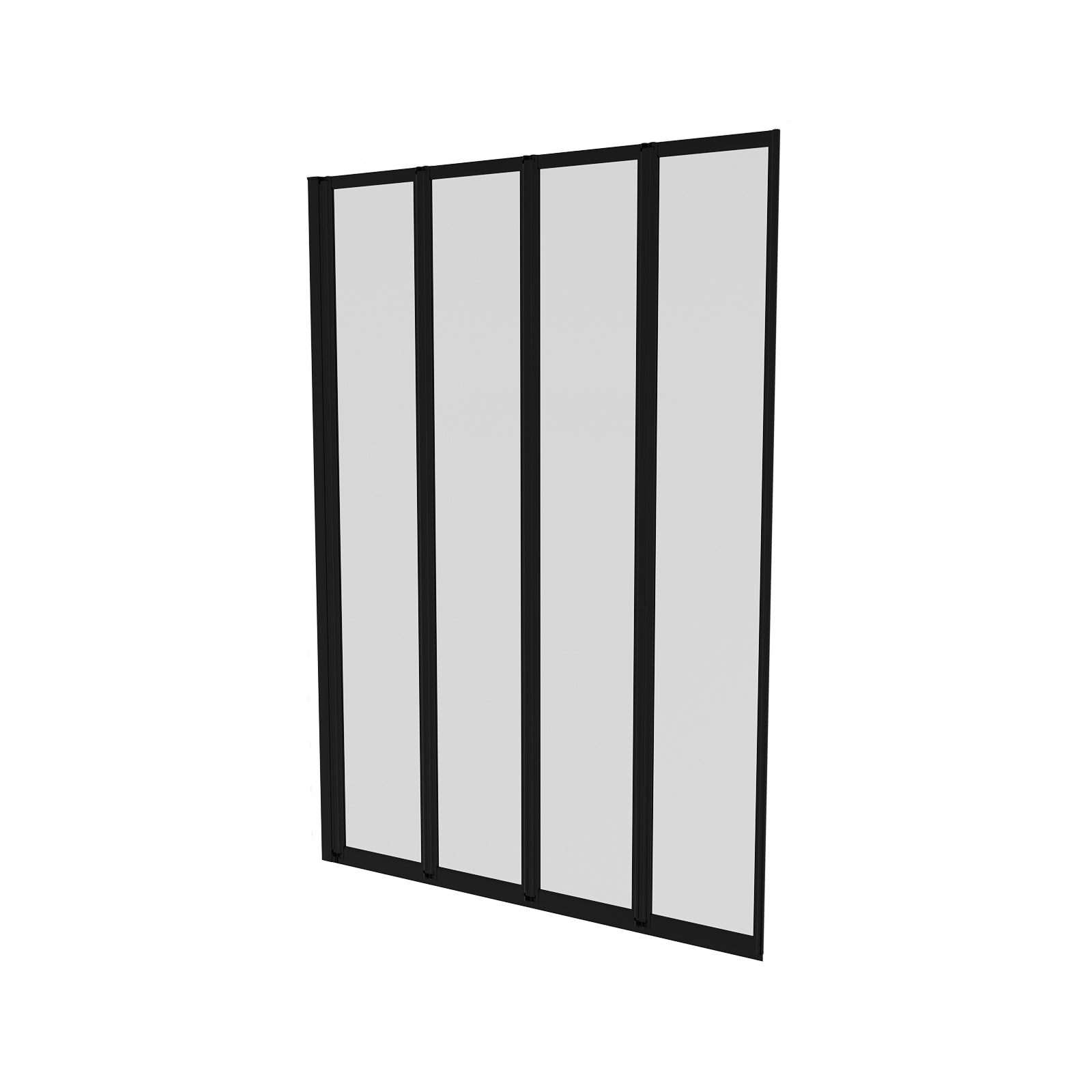1100mm 4 Fold Folding Bath Shower Screen Matt Black Frame
