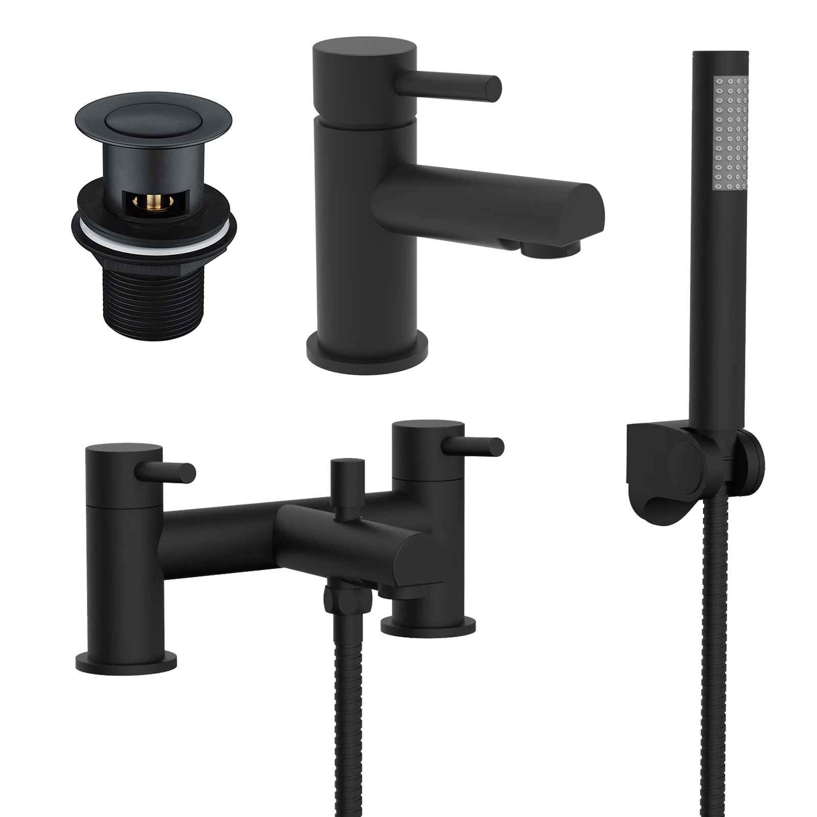 Hatton Shower Mixer Tap, Handheld Shower Kit, Basin Mixer Tap & Waste