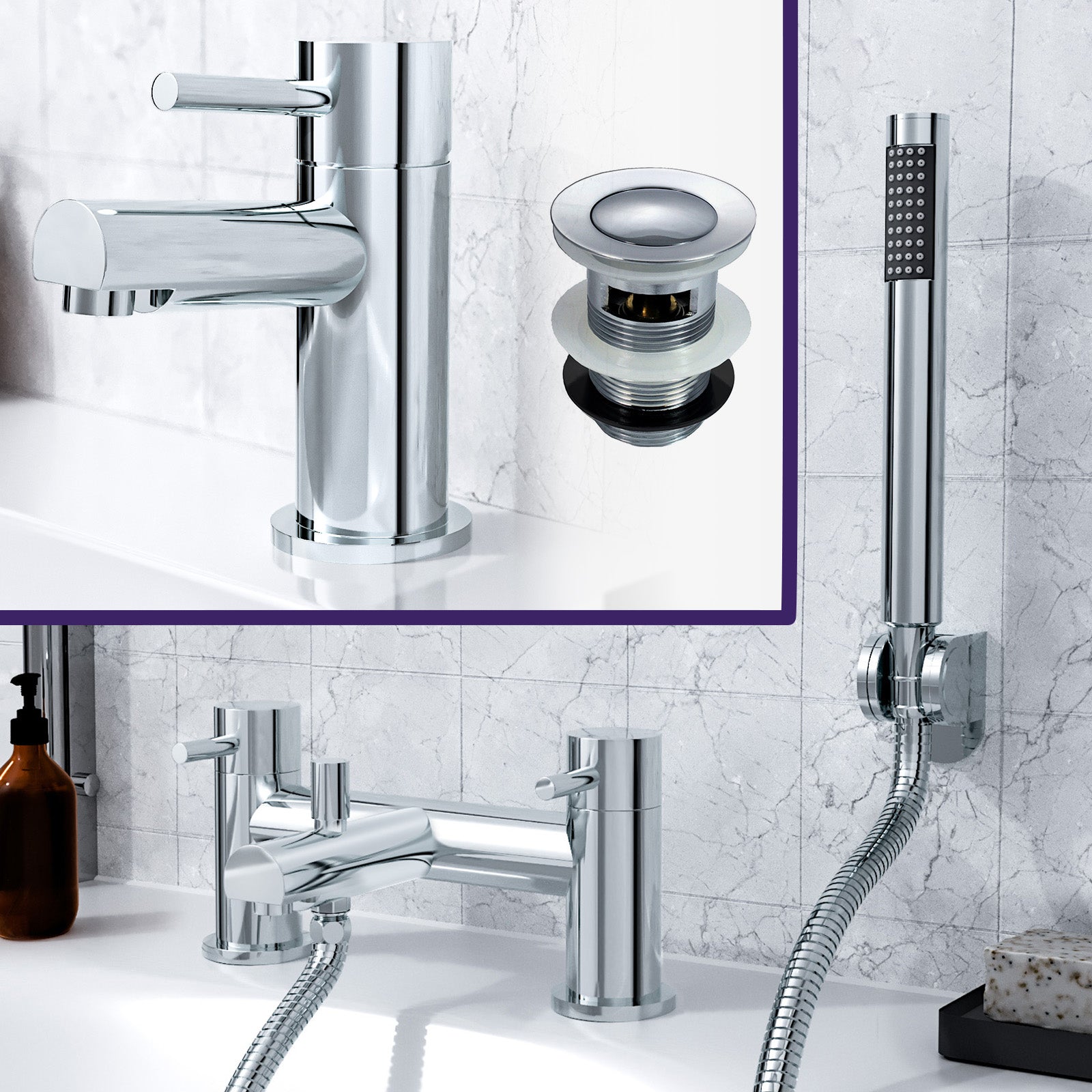 Blossom Mono Bath Filler Shower Mixer and Basin Tap