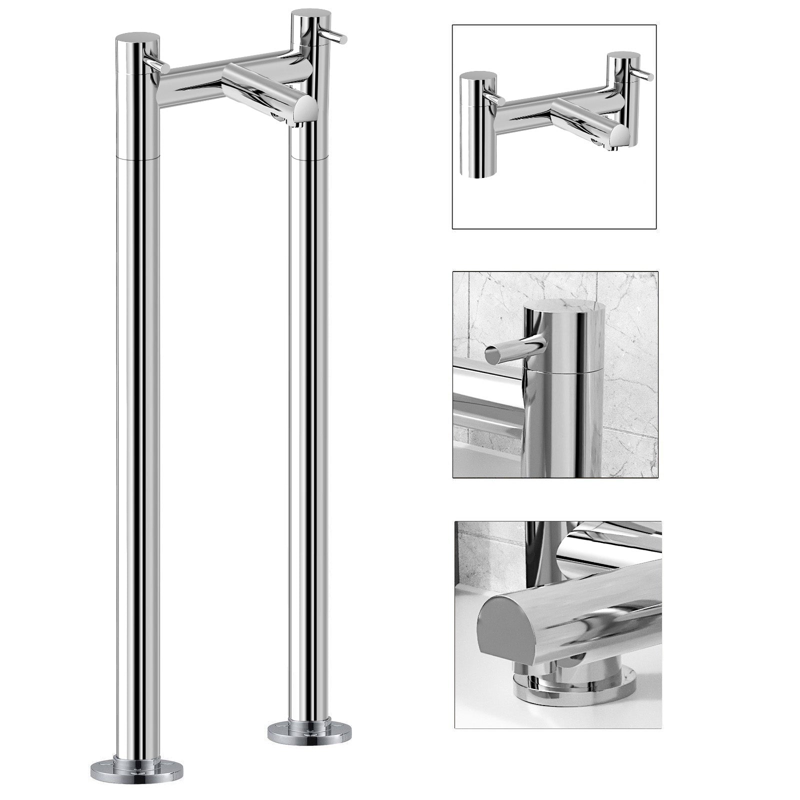 Blossom Modern Bathroom Design Freestanding Chrome Bath Filler Tap