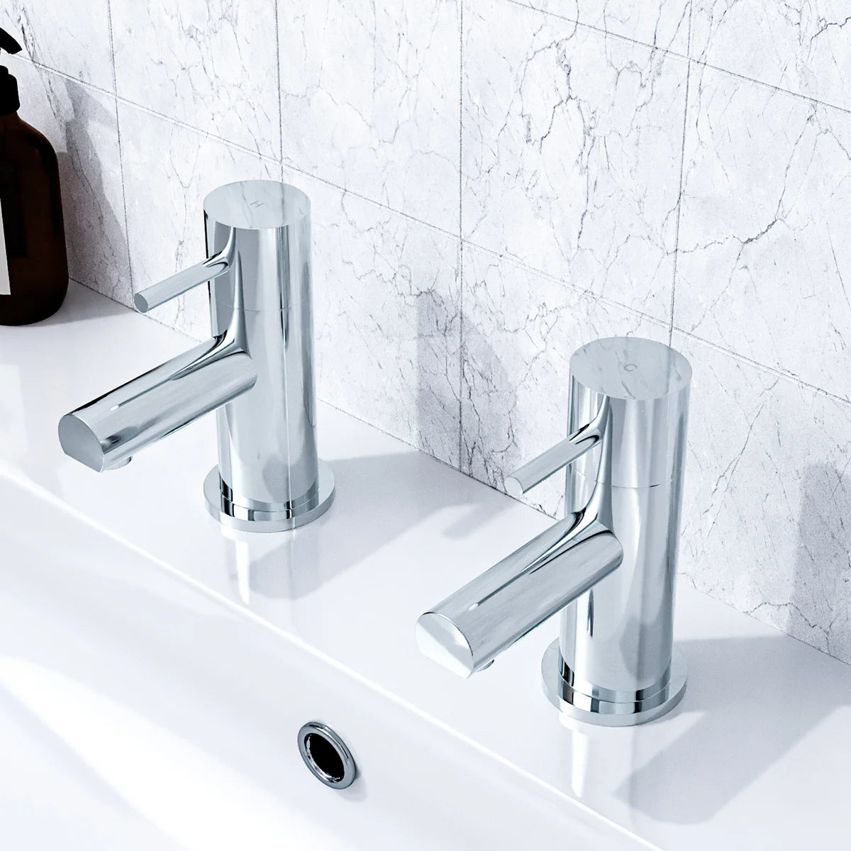 Marc Cloakroom Chrome Single Pair Of Hot And Cold Basin Sink Taps