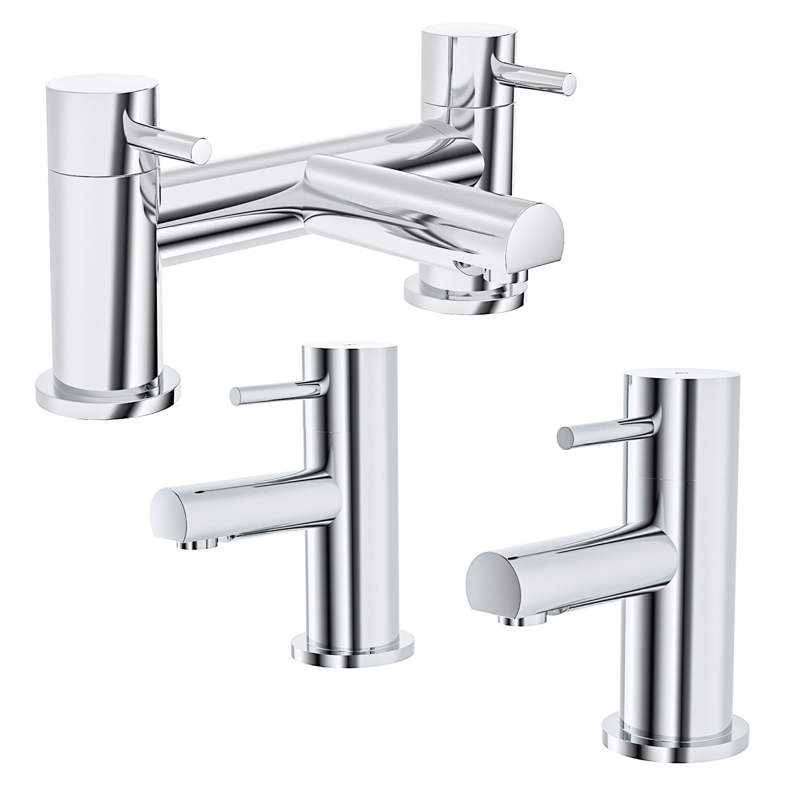 Marc Modern Set of Two Basin Taps & Deck Mounted Bath Filler Tap