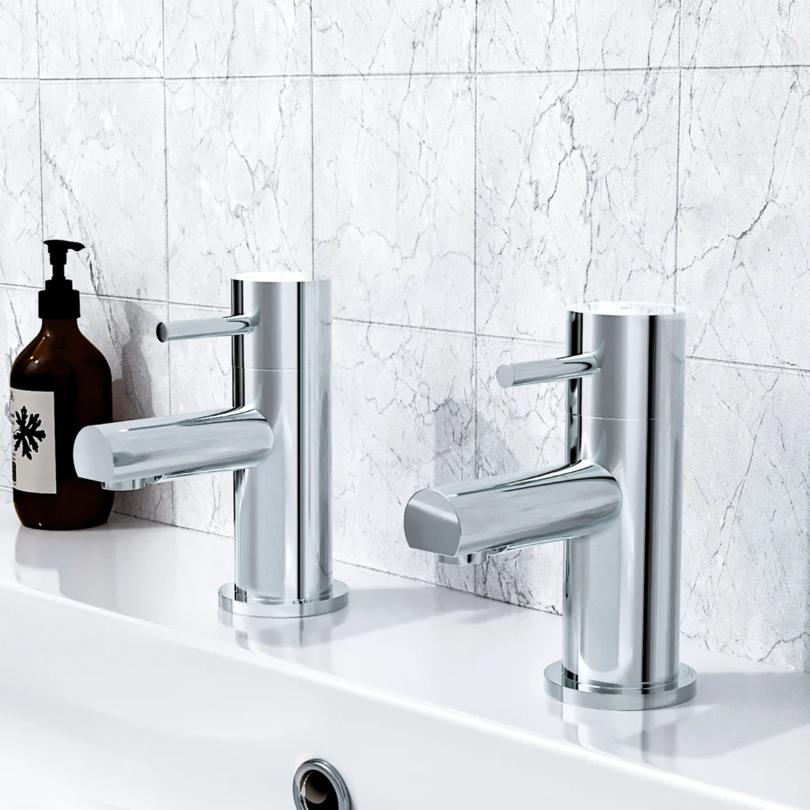 Marc Cloakroom Chrome Single Pair Of Hot And Cold Basin Sink Taps