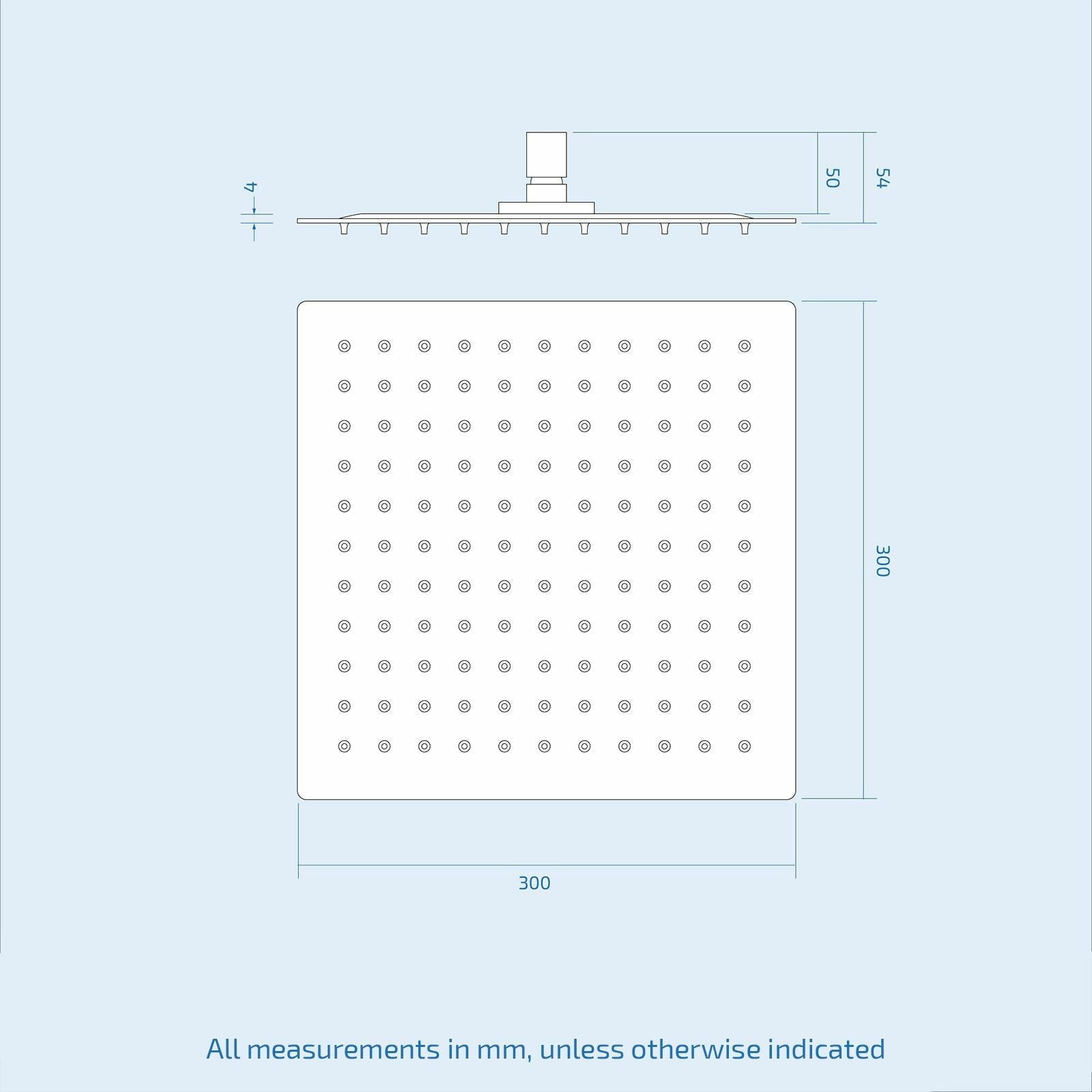Olive 3 Way Square Concealed Thermostatic Hand Held Bath Shower 300 Slim Head