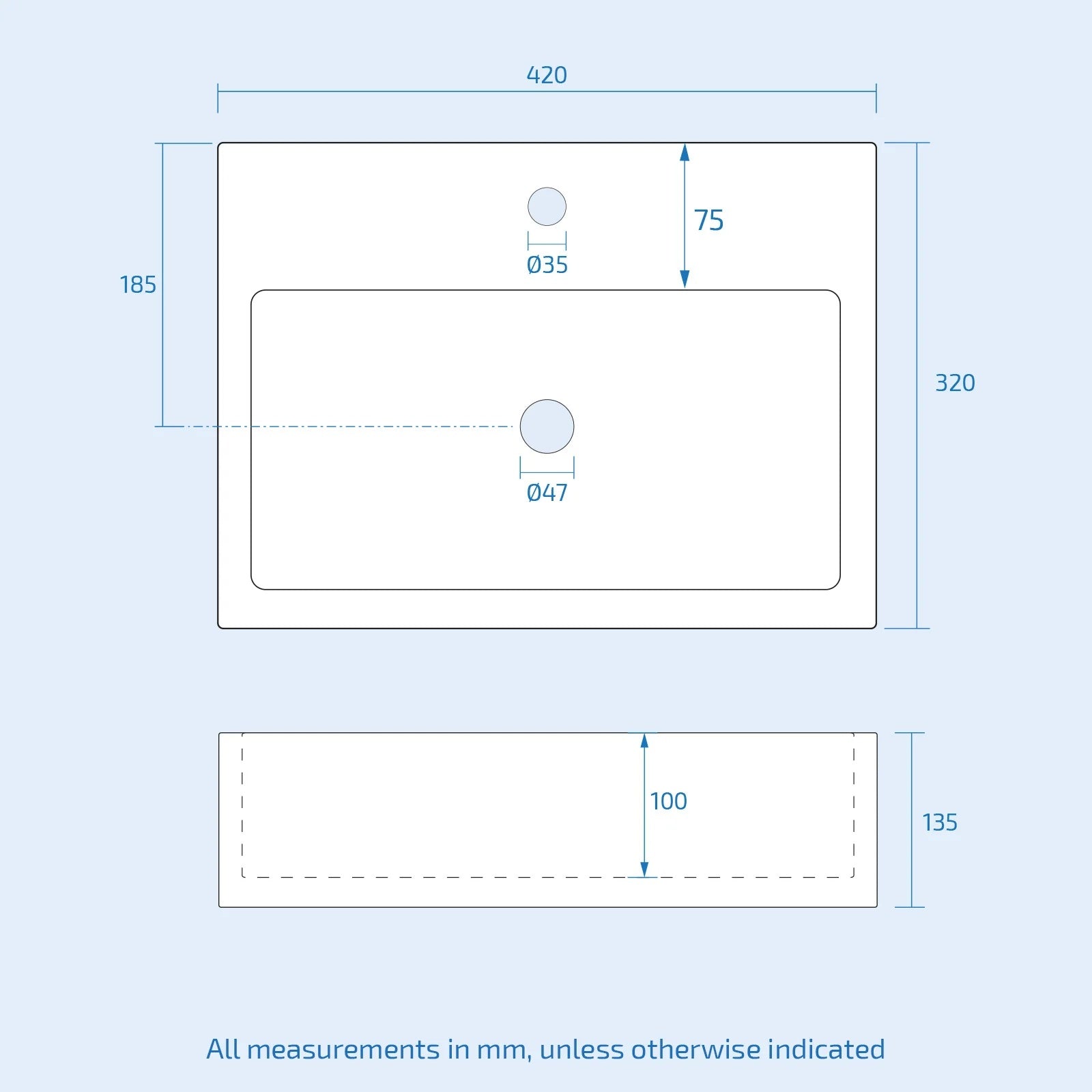 Nanuya 800mm White Wall Hung 2 Drawers with Countertop 420mm Rectangular Basin and Worktop
