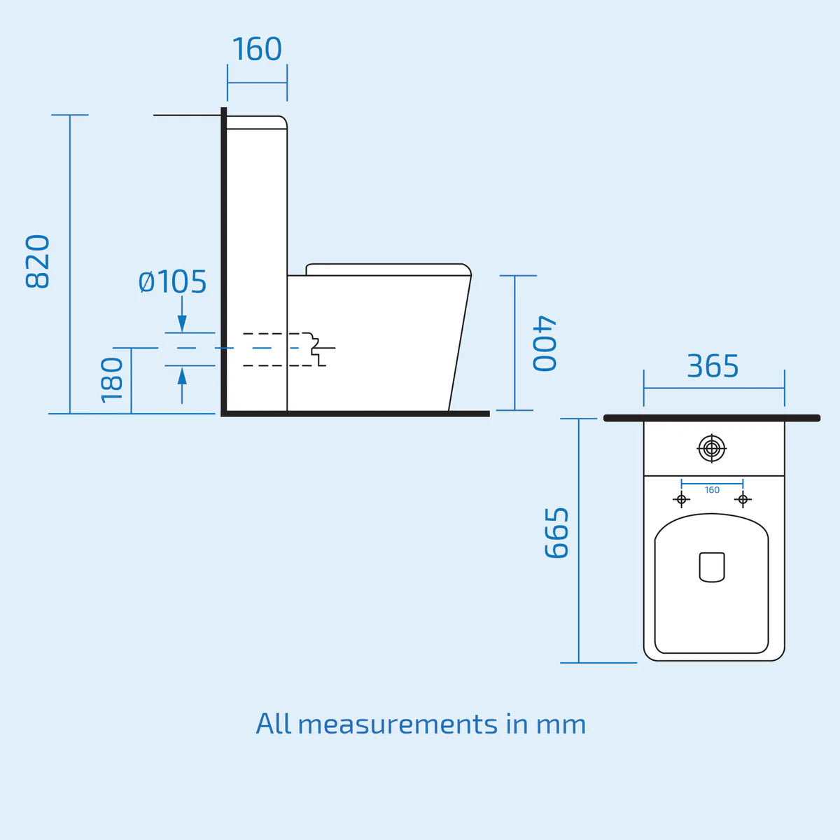 Alaska 500mm Wall Hung Vanity with Basin & Rimless Close Coupled Toilet